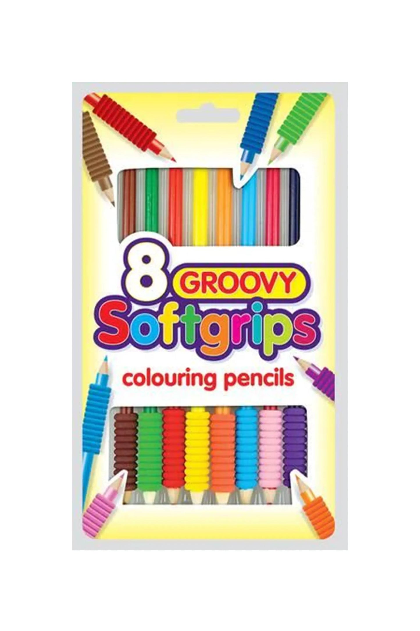 8 Groovy Softgrips Colouring Pens