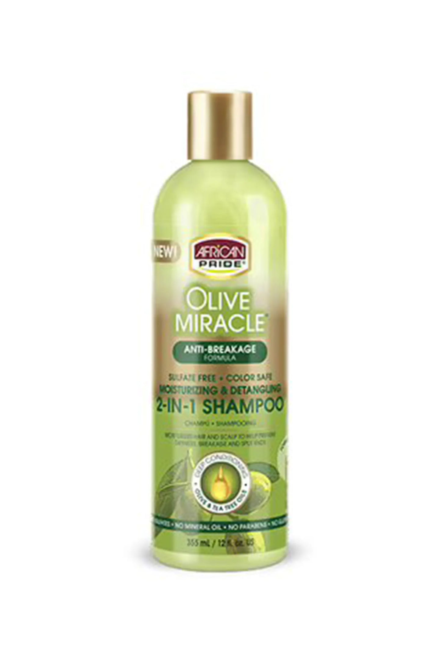 AFRICAN PRIDE OLIVE MIRACLE 2-IN-1 SHAMPOO & CONDITIONER 12oz