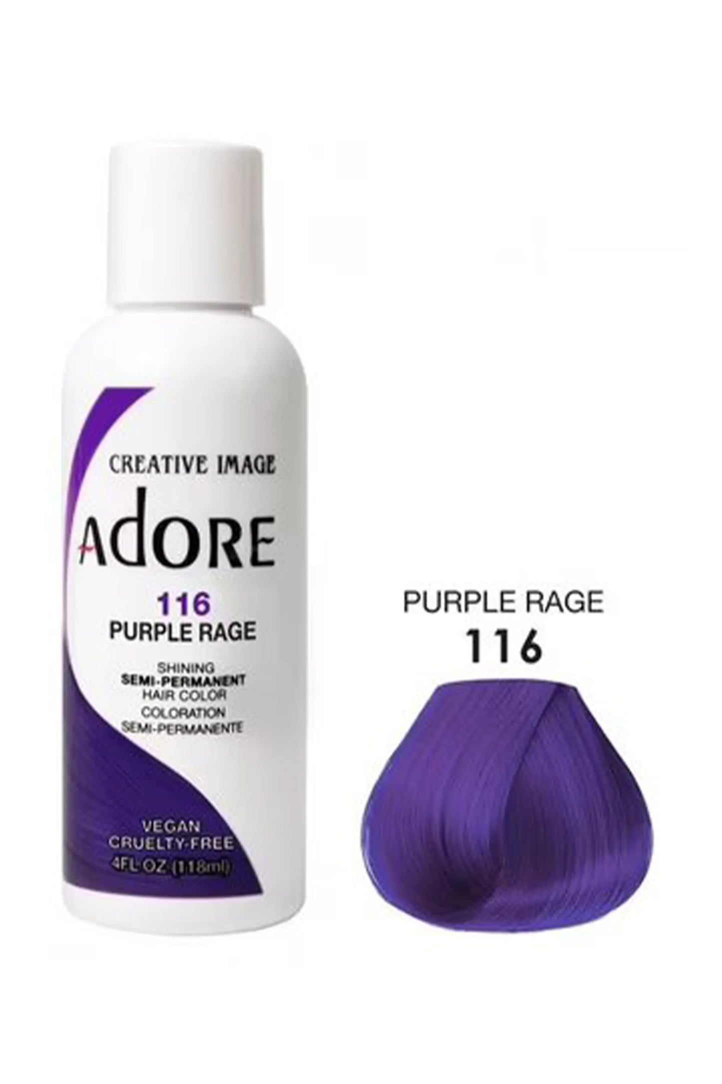 Adore Semi Permanent Hair Color 116 - Purple Rage 118 Ml