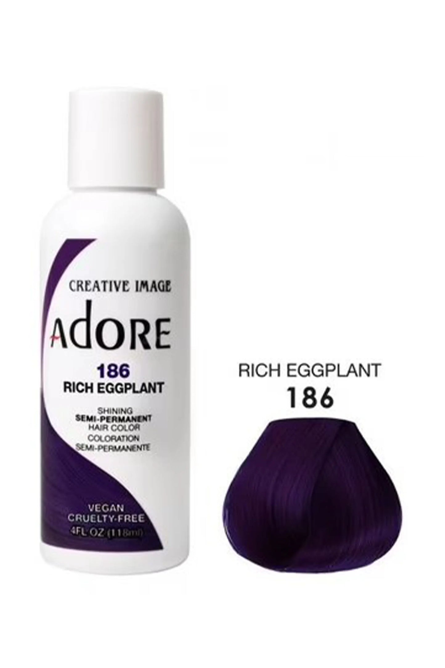 Adore Semi Permanent Hair Color 186 - Rich Eggplant 118 Ml