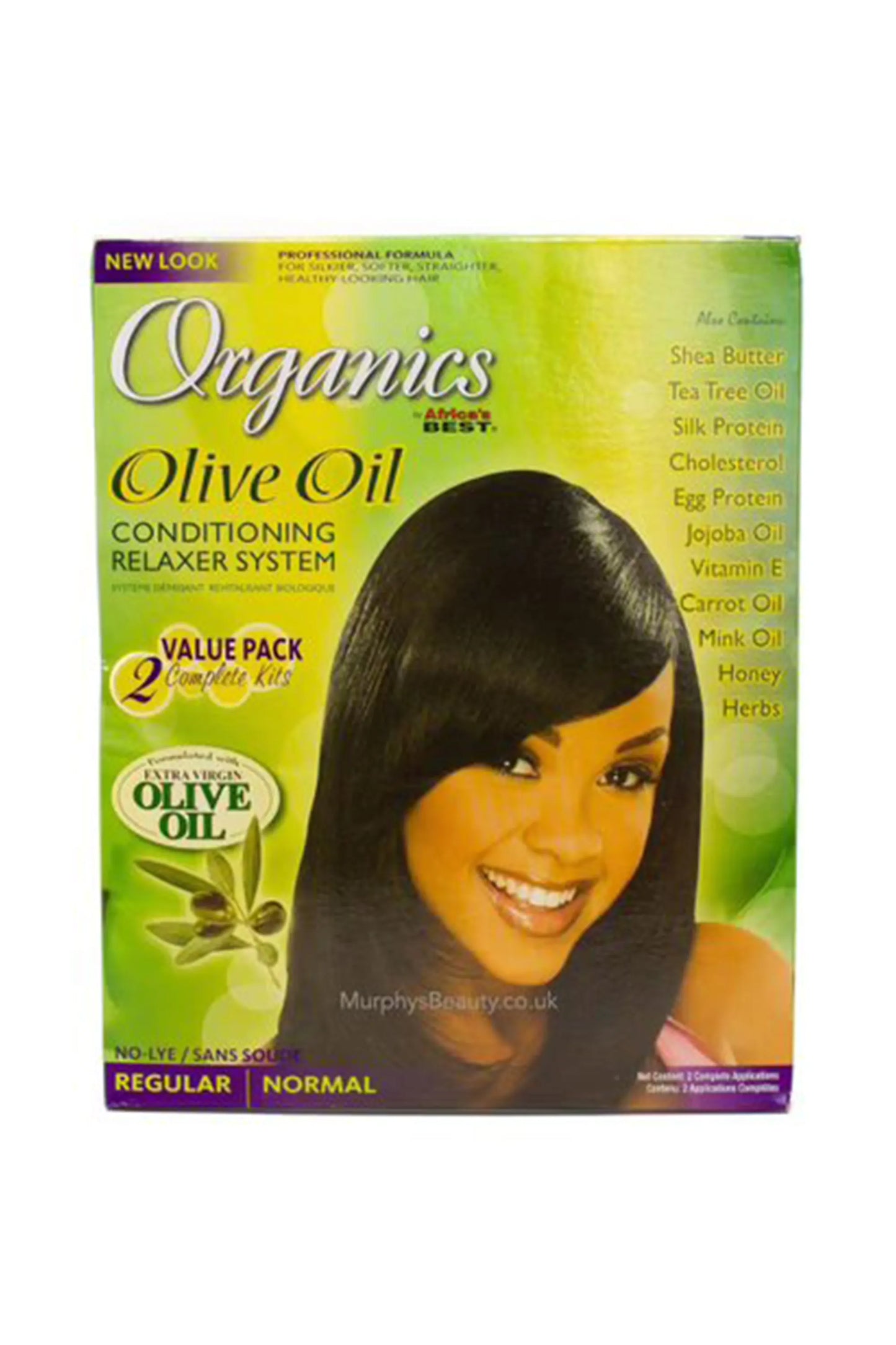 Africa's Best Organics Olive Oil Conditioning Relaxer System -Twin Pack Regular