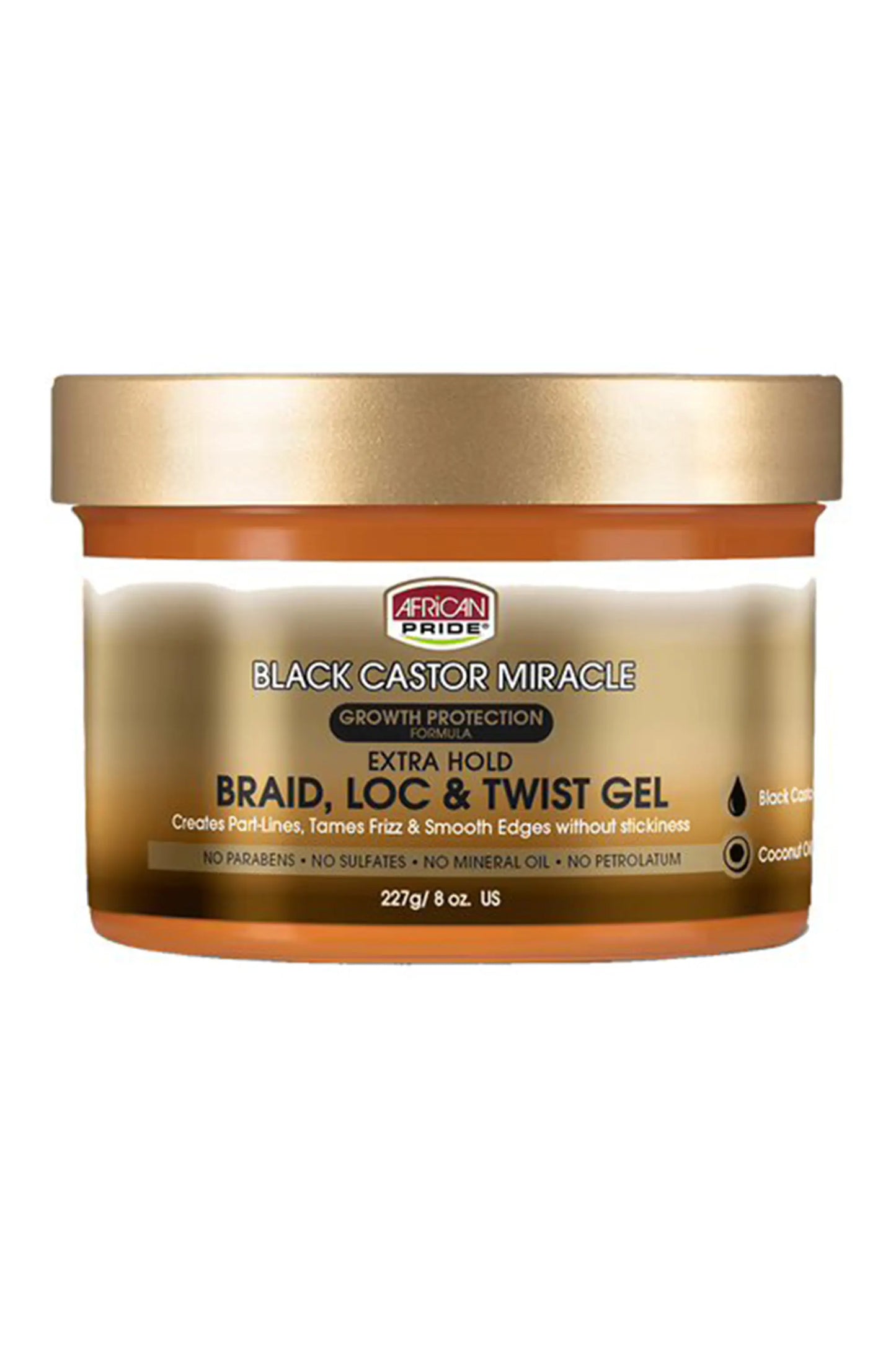 African Pride Black Castor Miracle Extra Hold Braid, Loc, & Twist Gel 227 Gr