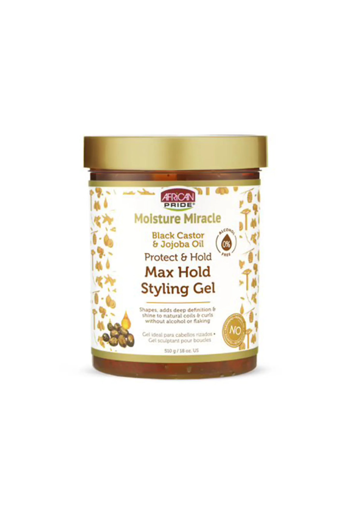 African Pride Moisture Miracle Max Styling Gel Black Castor Jojoba Oil 510 Gr