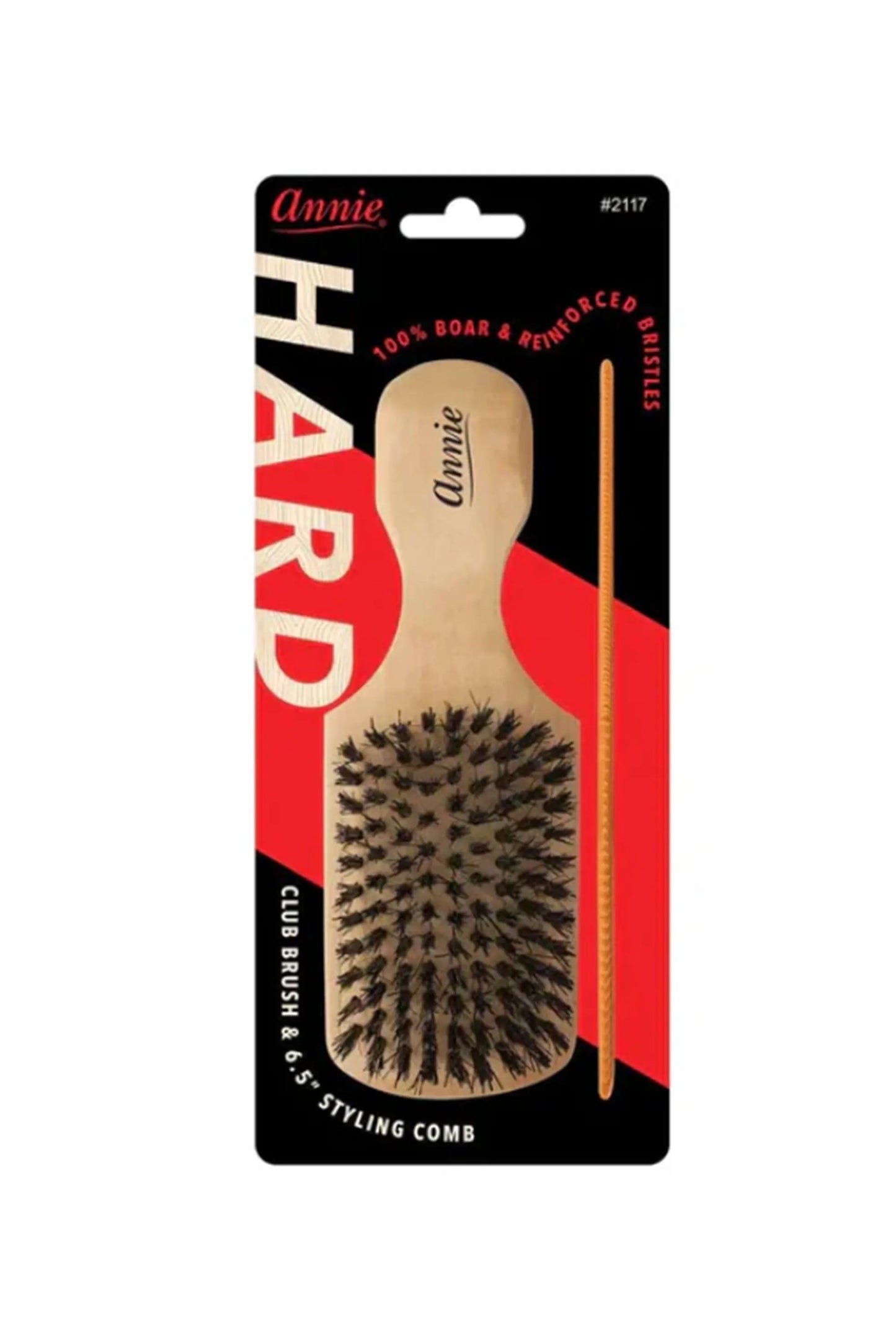 Annie Hard Wood Club Boar Bristle Brush- 2117
