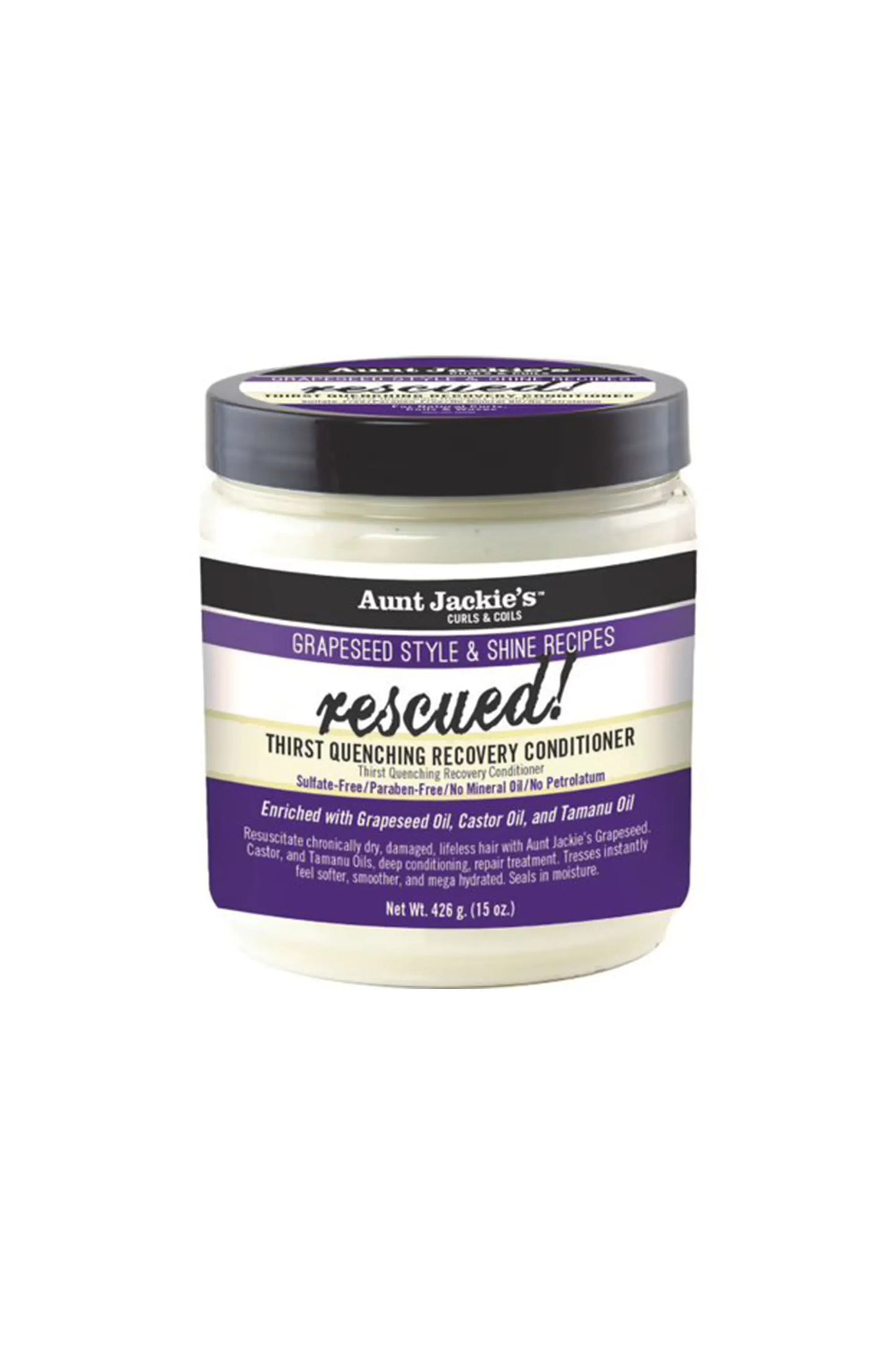 Aunt Jackie's Grapeseed Style & Shine Recipes RESCUED! Thirst Quenching Recovery Conditioner 426 Gr / 15 Oz