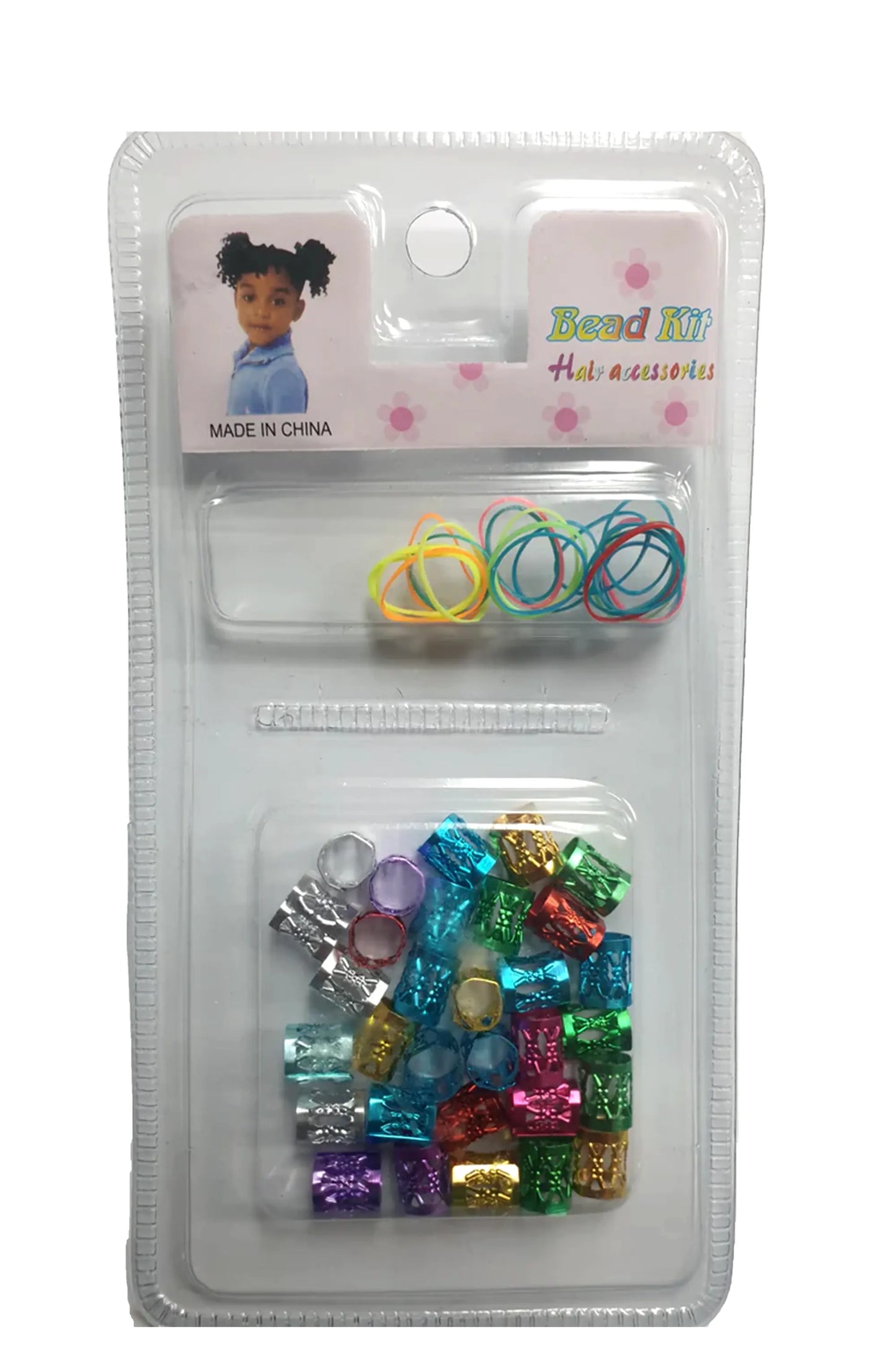 Bead Kit Metal Hair Beads + Rubber Bands