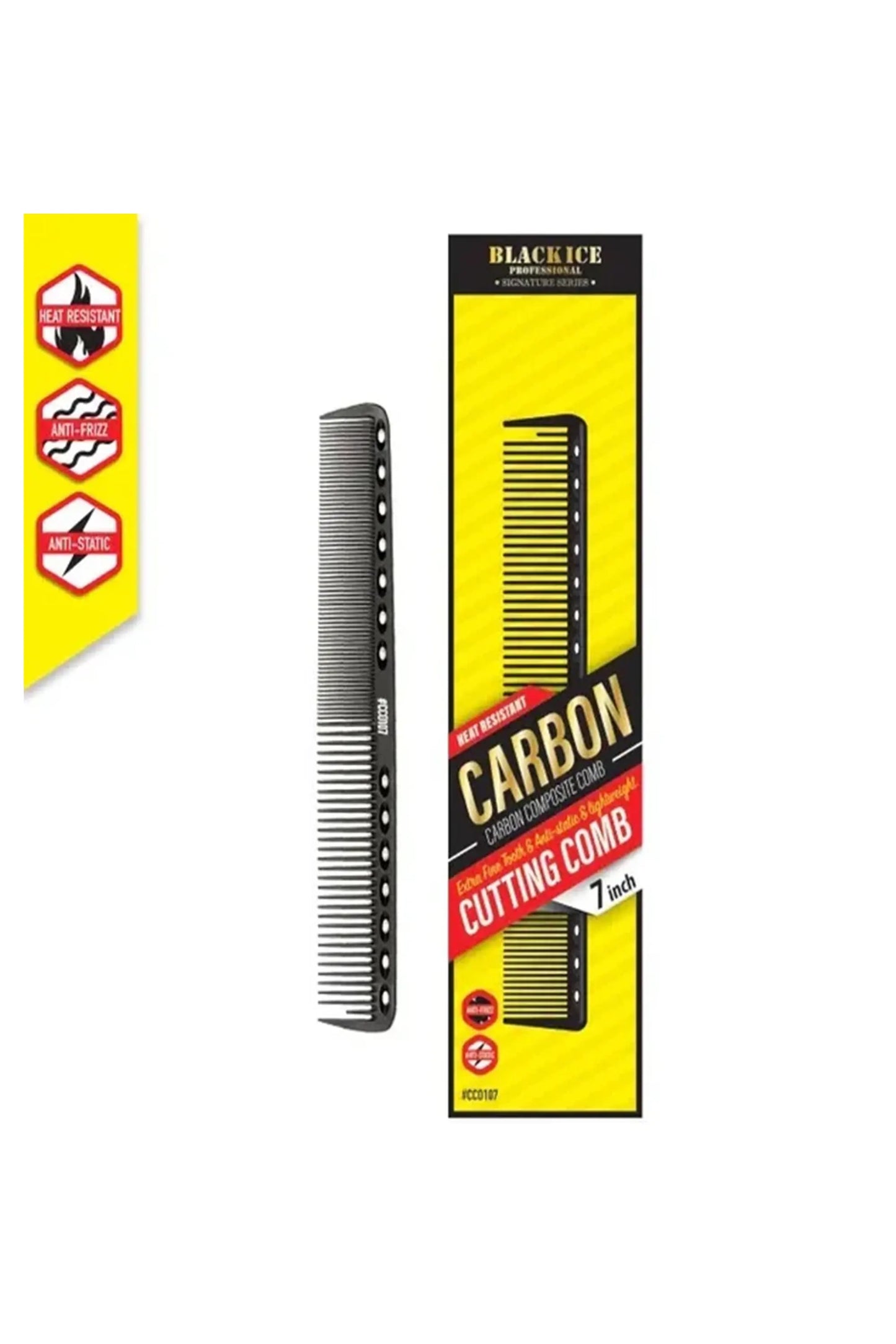 Black Ice Professional Carbon Cutting Comb 7"