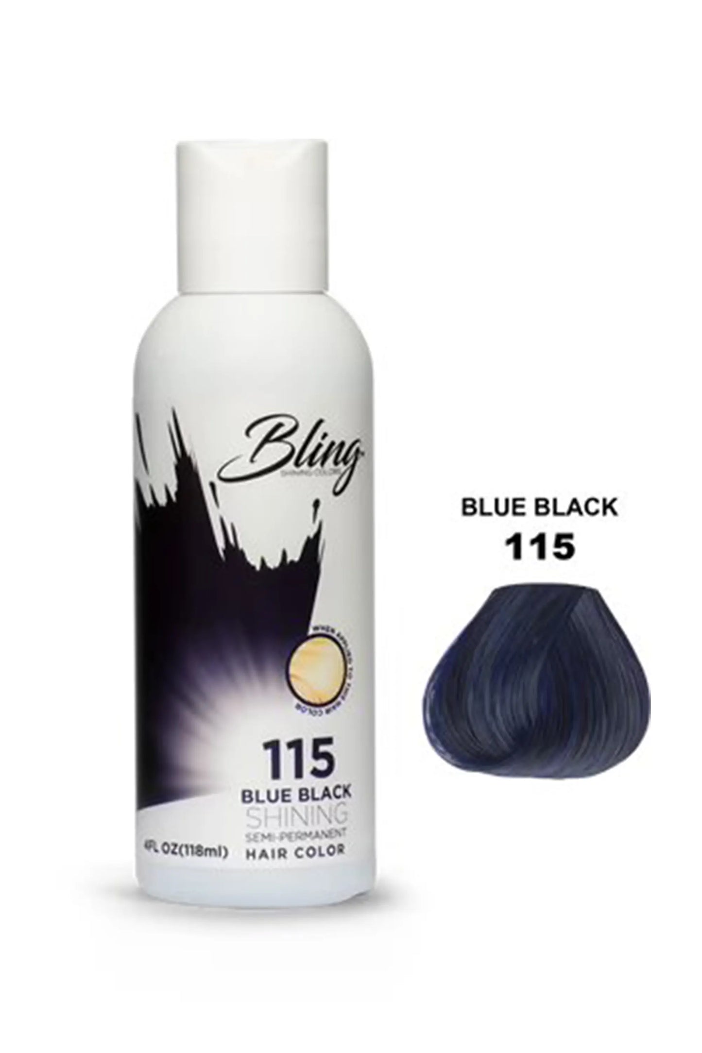 Bling Semi Permanent Hair Color 115 - Blue Black 118 Ml