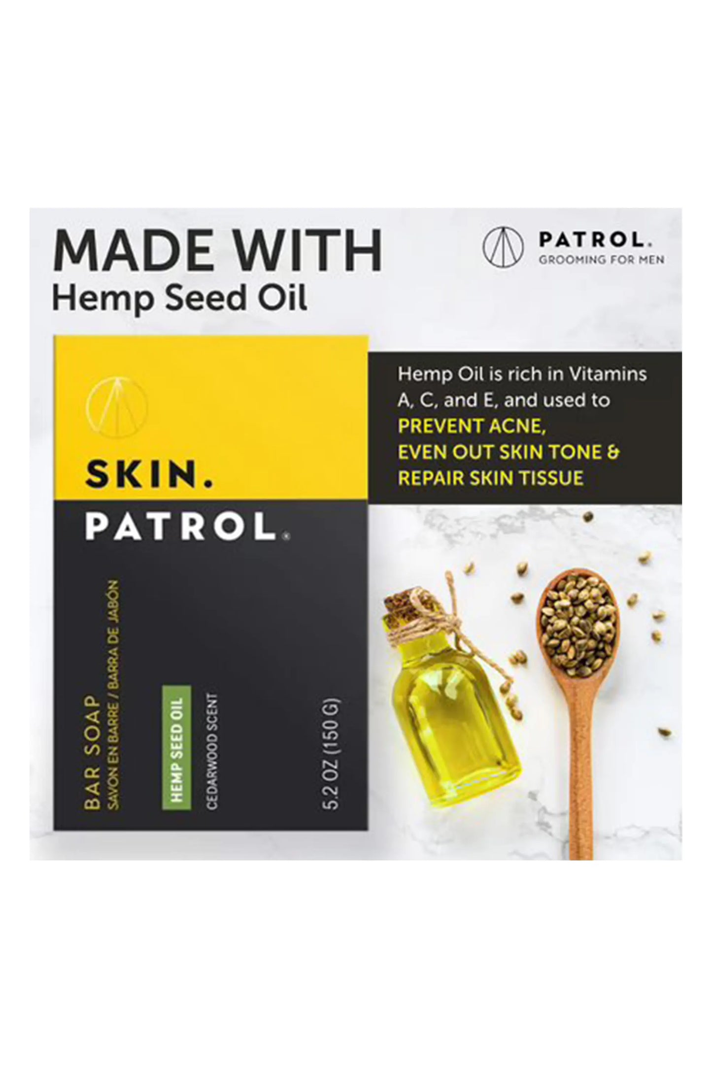Bump Patrol Skin Patrol Bar Soap Hemp Seed Oil 5.2 Oz