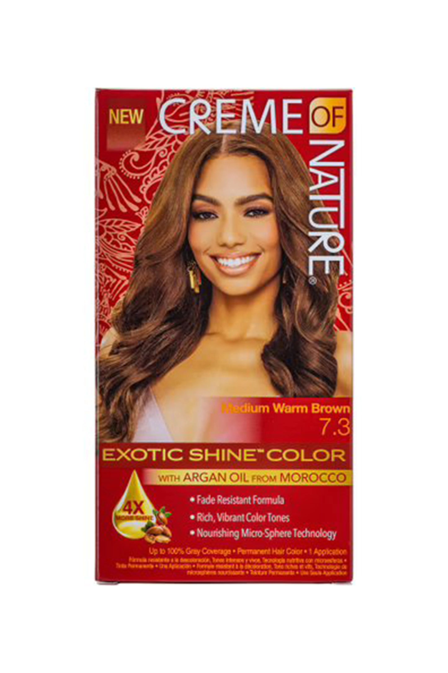 Creme Of Nature Exotic Shine Color Hair Color, 7.3 Medium Warm Brown