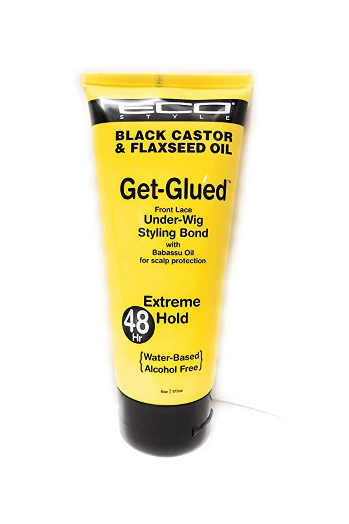 Eco Styler Black Castor & Flaxseed Oil Get Glued Front Lace Under Wig Styling Bond - 6 Oz
