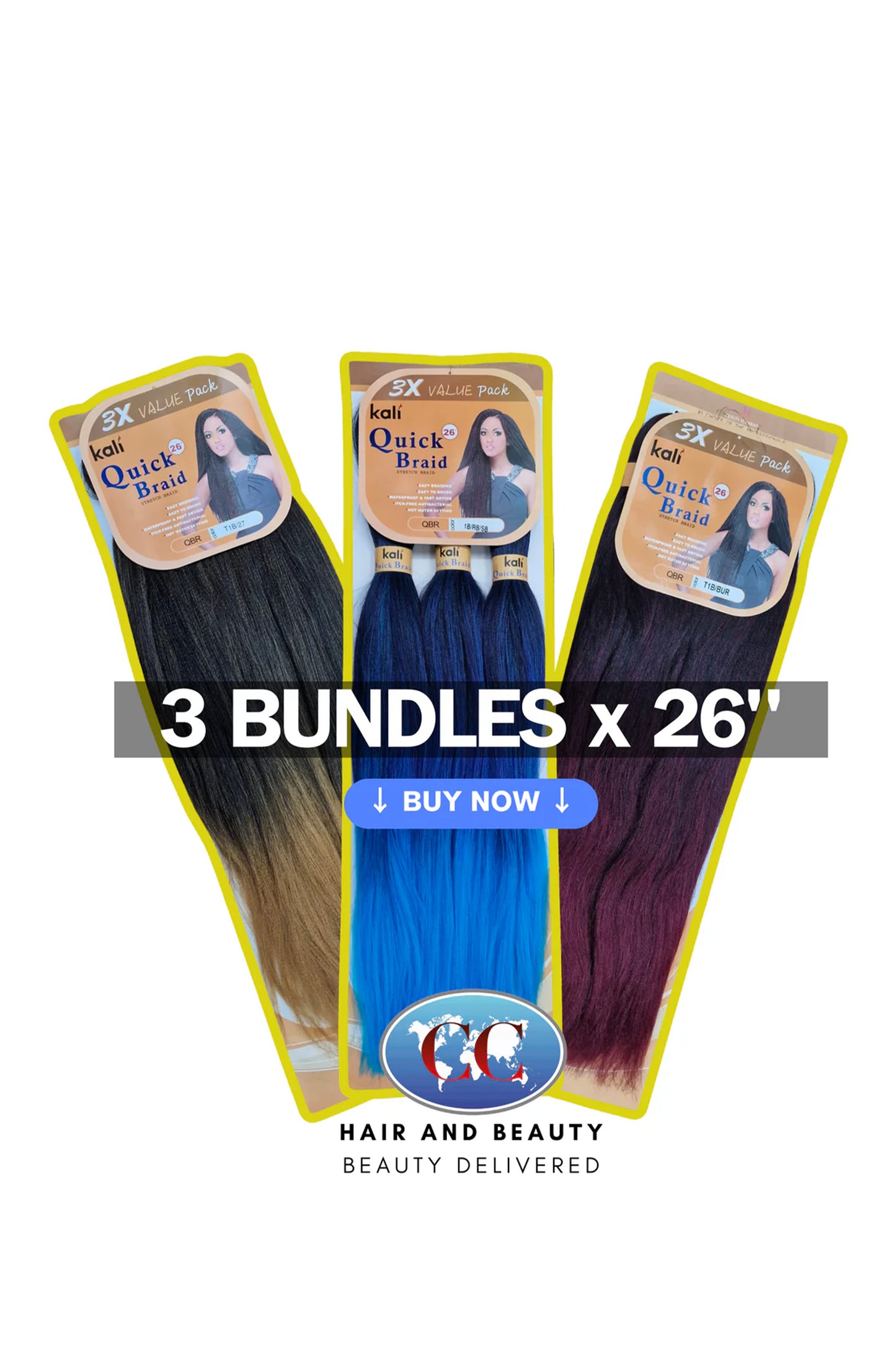 Kali Quick Braid Pre Strected Value Pack - 3 x 26"