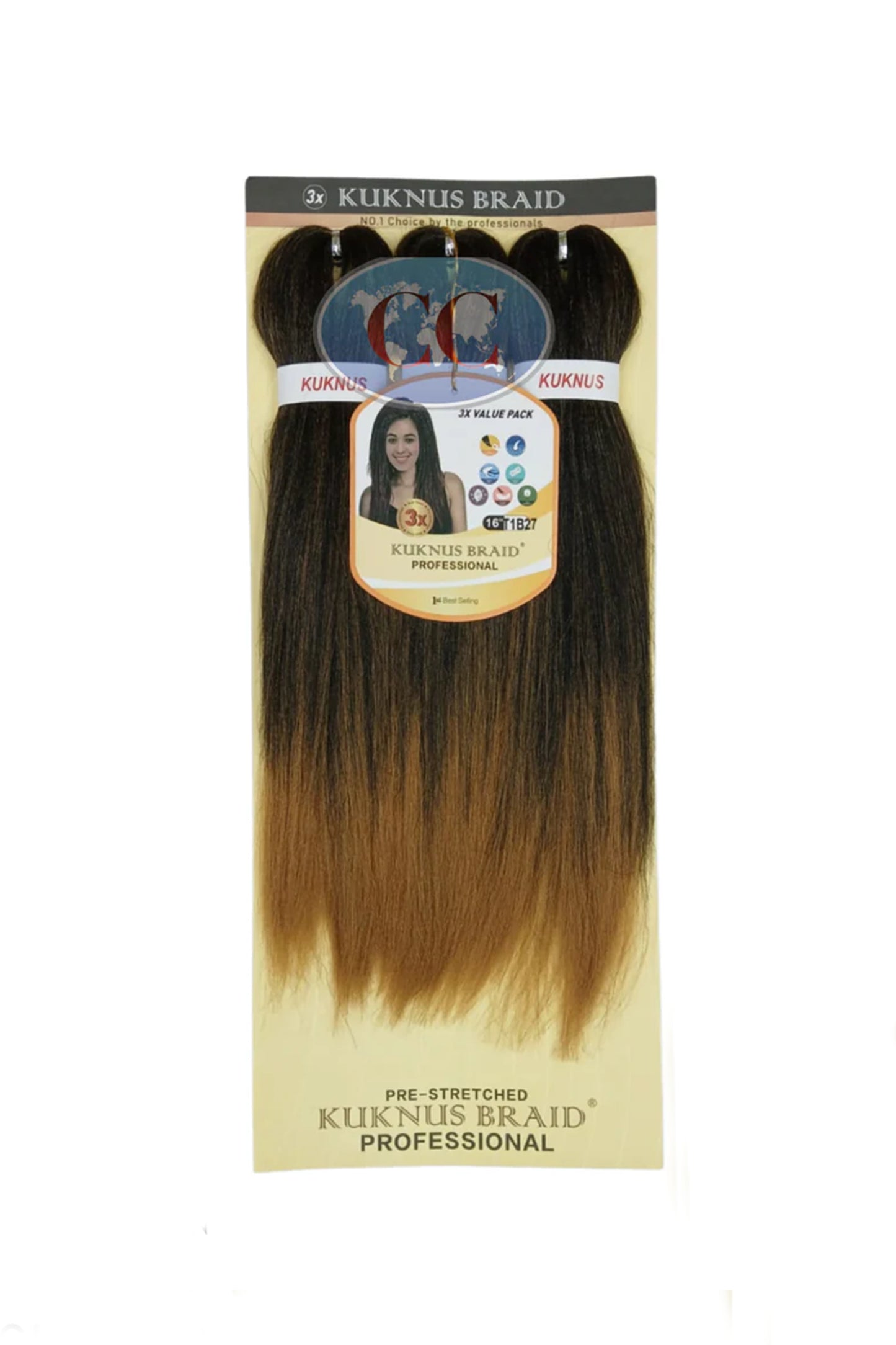 Kuknus Collection 16" X 3pcs Pack Pre Stretch Braids