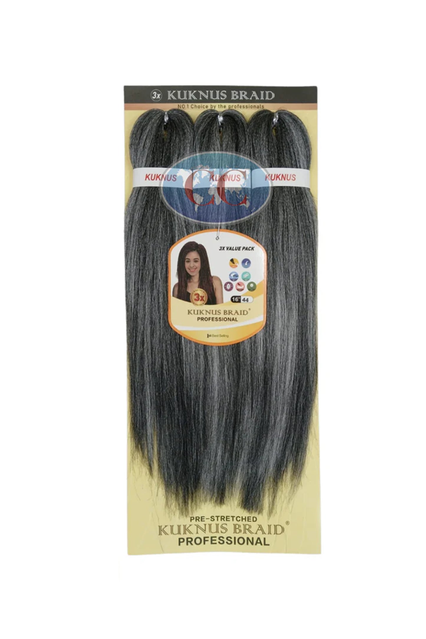 Kuknus Collection 16" X 3pcs Pack Pre Stretch Braids