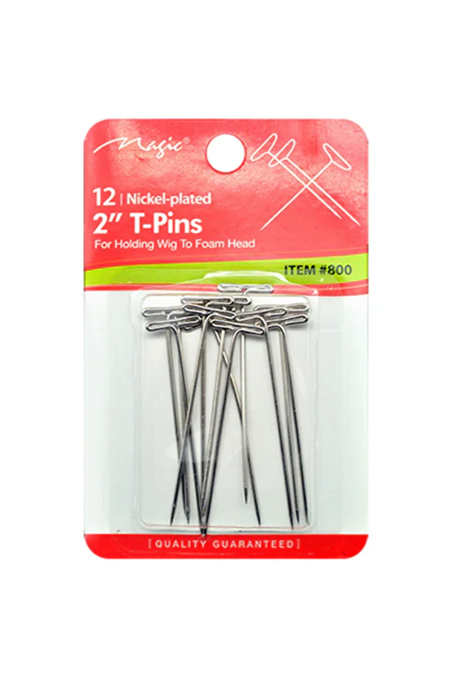 Magic Collection 12 Pcs Nickel Plated T-Pins 2"