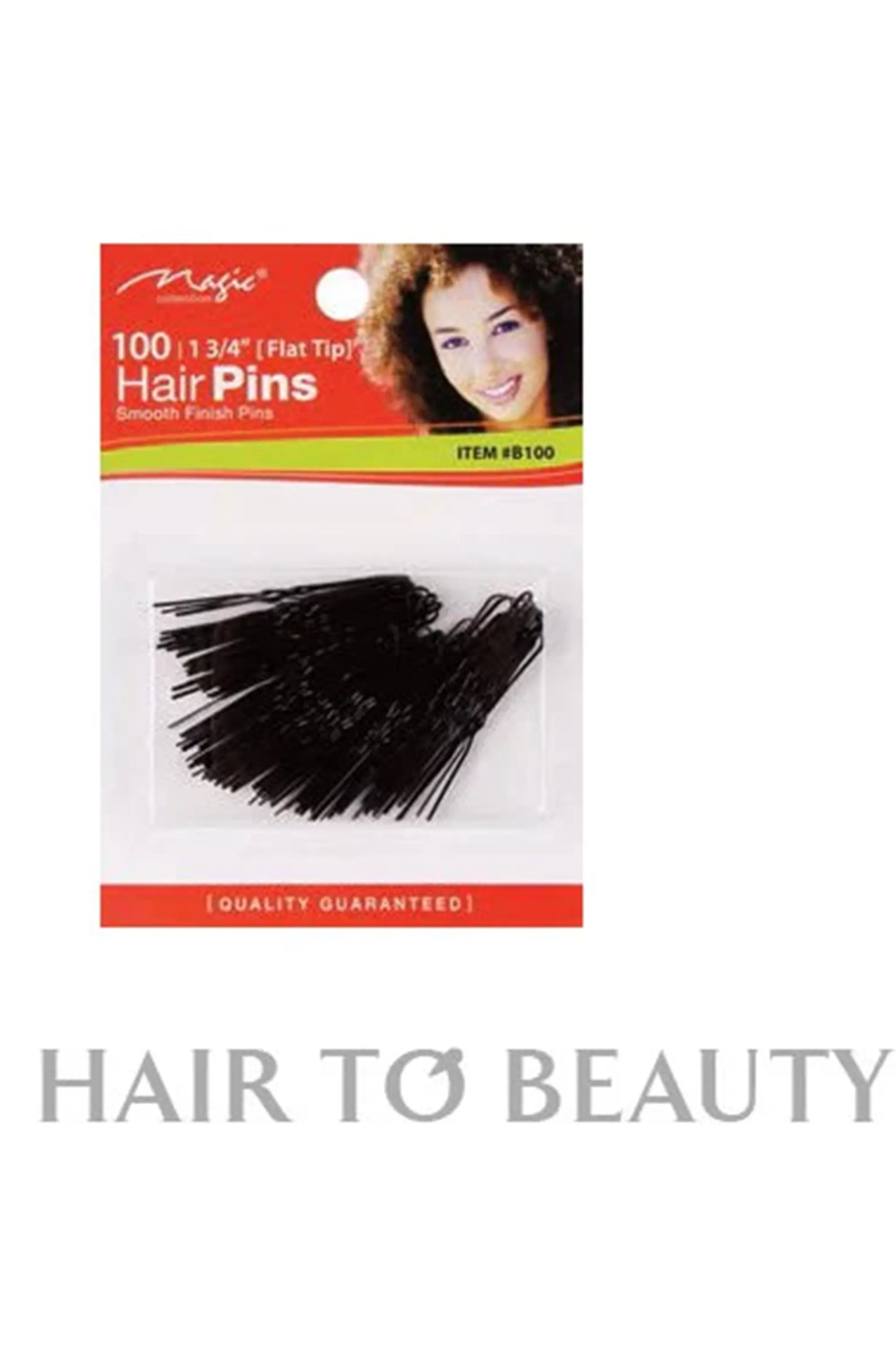 Magic Collection 1 3-4 Inch Bobby Pin Black Flat Tip 100Pcs #B100