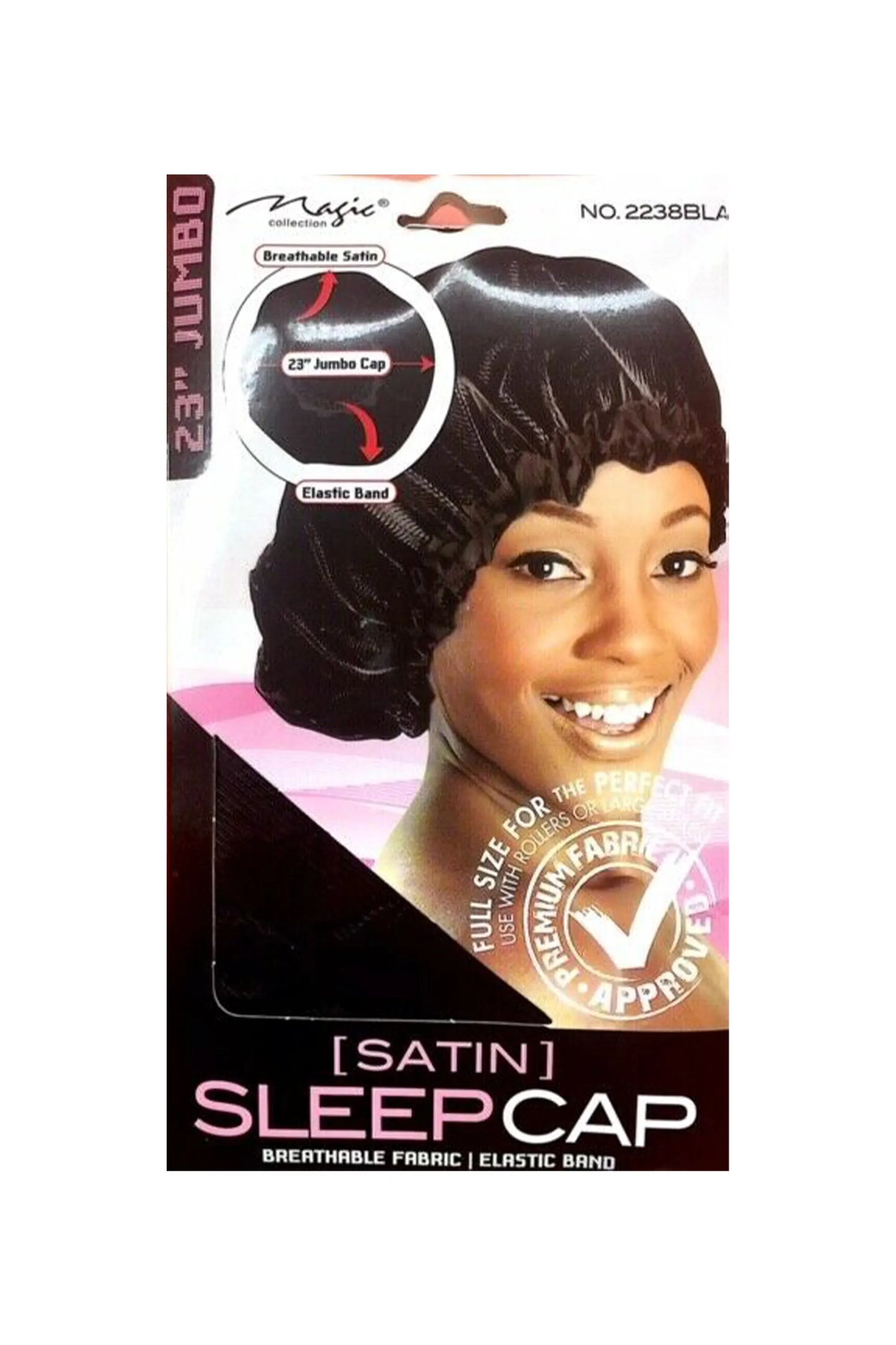 Magic Collection 23" Jumbo Satin Sleep Cap - 2238 Black