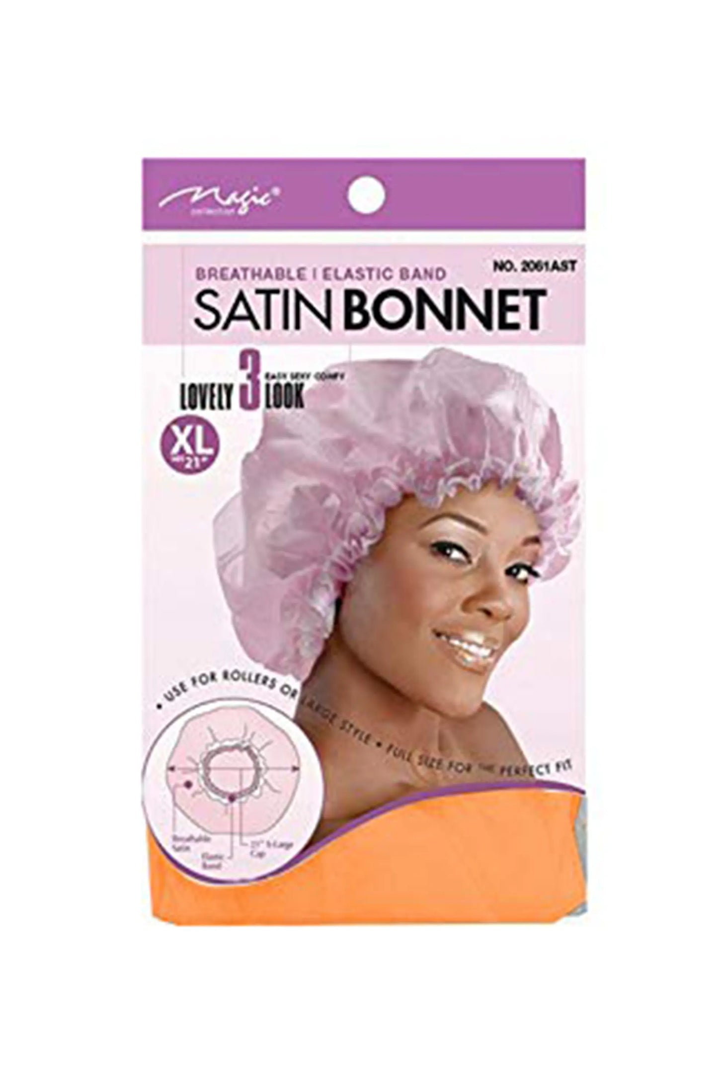 Magic Collection Breathable Satin Bonnet No.2061Ast - Available In Red-Purple-Blue-Orange-Beige-Navy
