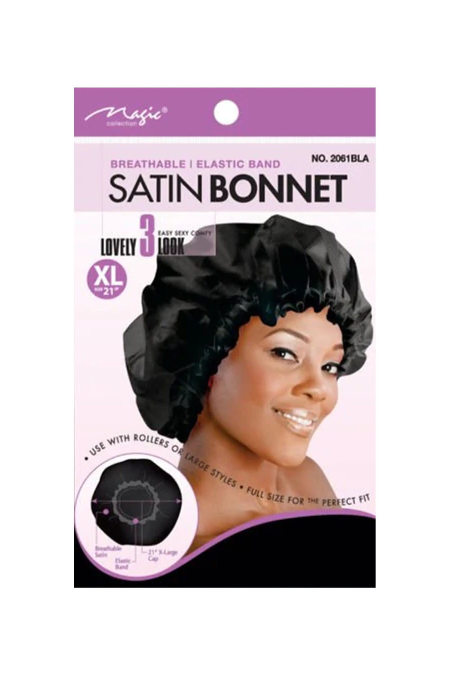 Magic Collection Breathable Satin Bonnet No.2061Bla