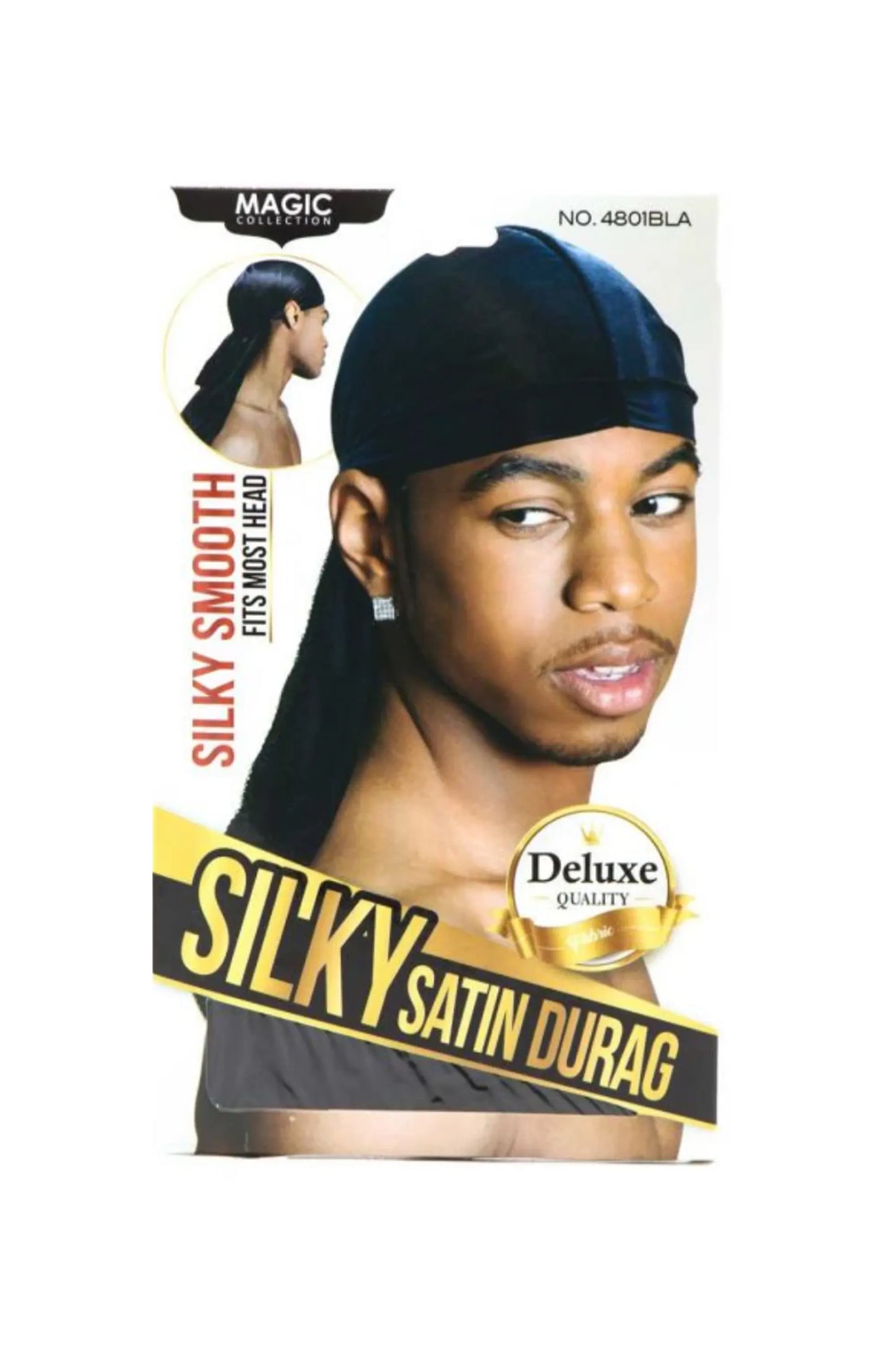 Magic Collection Deluxe Silky Satin Durag #4801Bla (Black)