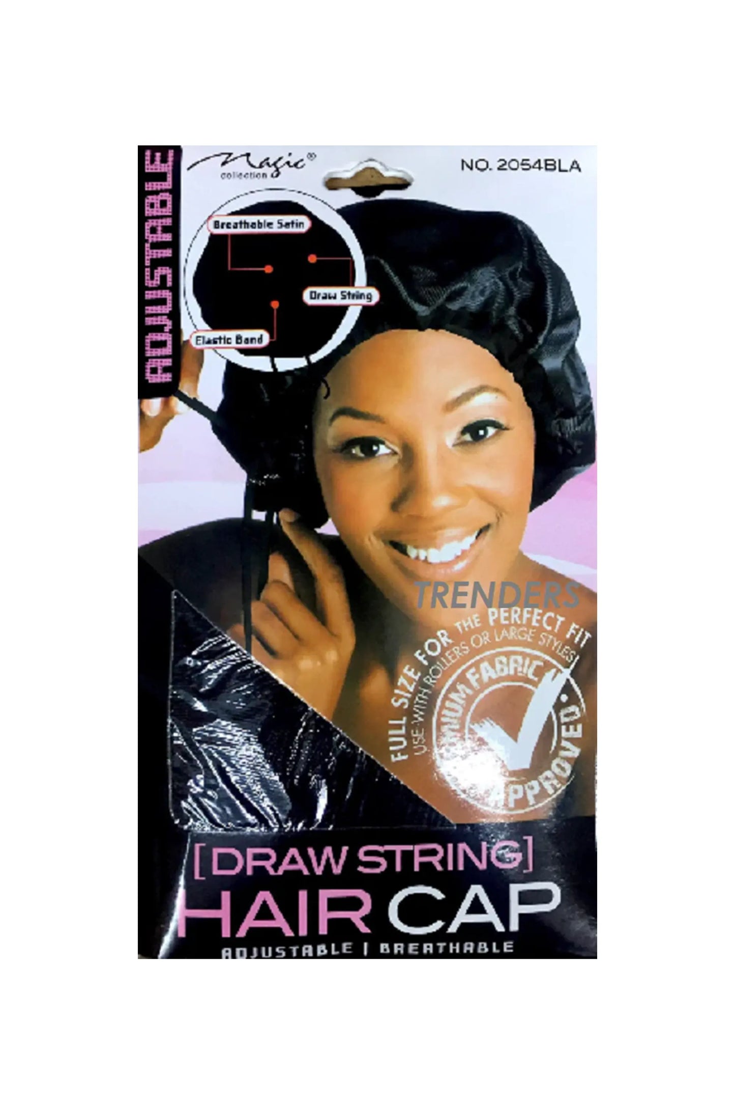 Magic Collection Drawstring Hair Cap Adjustable Breathable-2054Bla