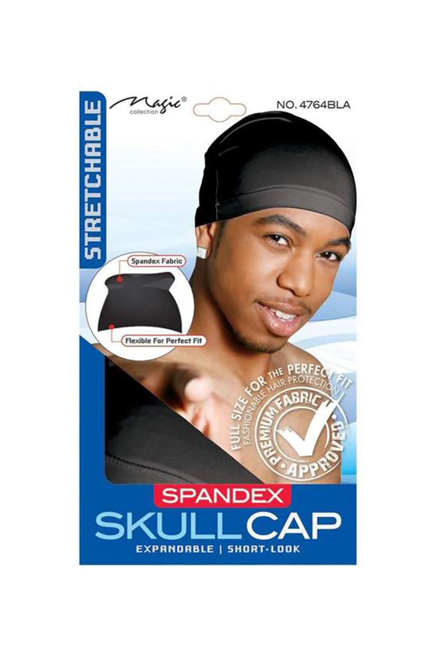 Magic Collection Expandable Short-Look Skull Cap No.4764Bla