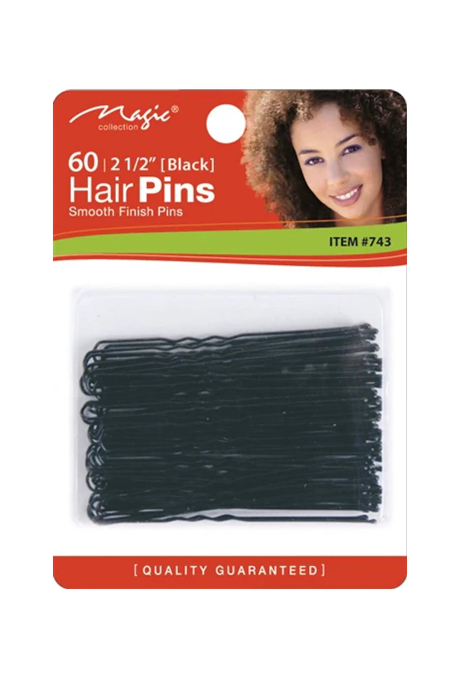 Magic Collection Hair Pin With Ball Tip 2 1-2" Black 60Pcs #743