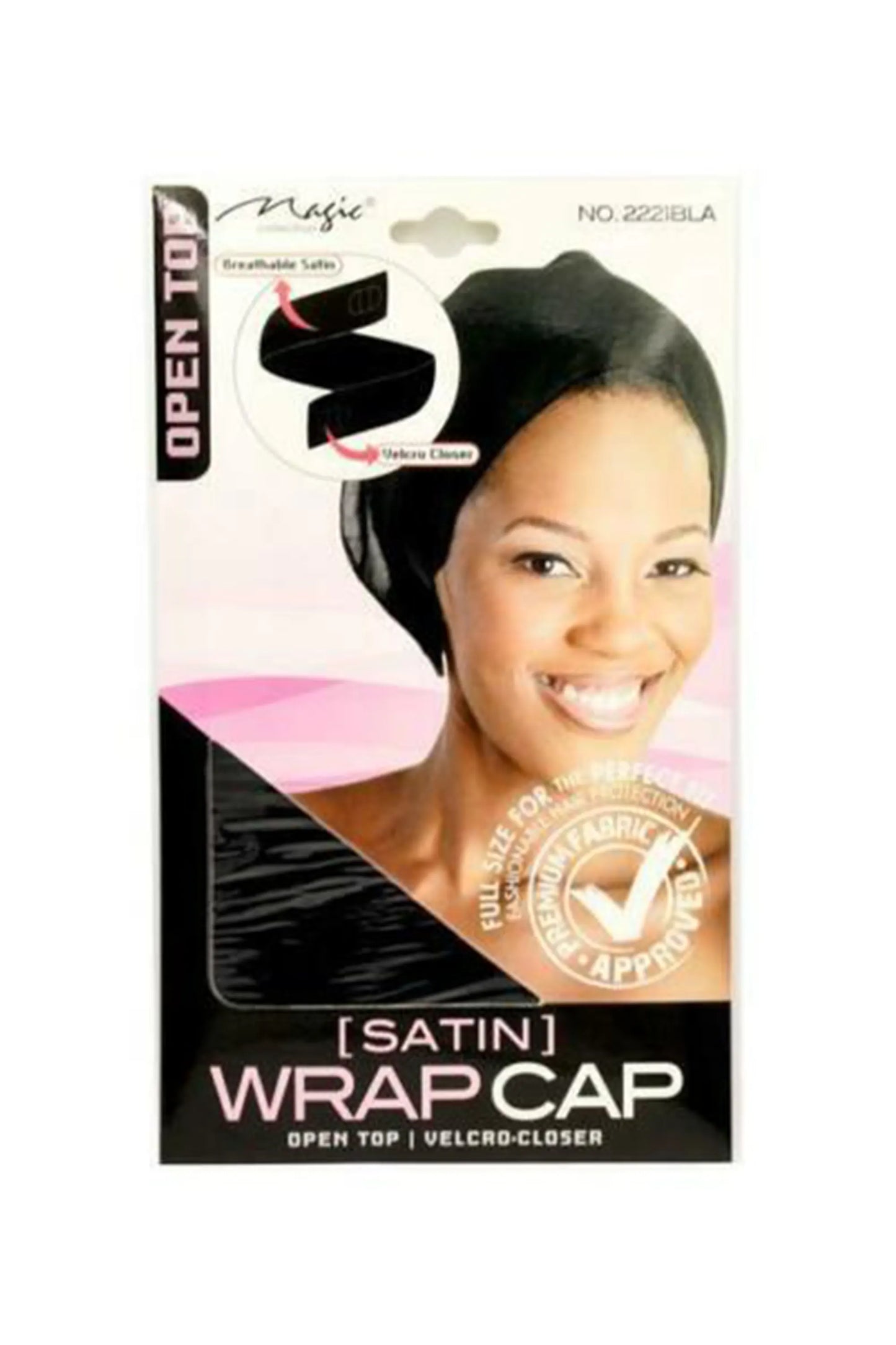 Magic Collection Open Top Satin Wrap Cap #2221Bla