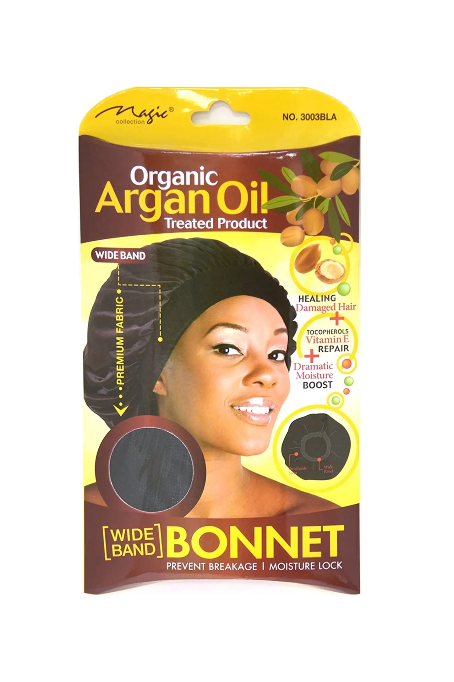 Magic Collection Organic Argan Oil Wide Band Bonnet No.3003Bla