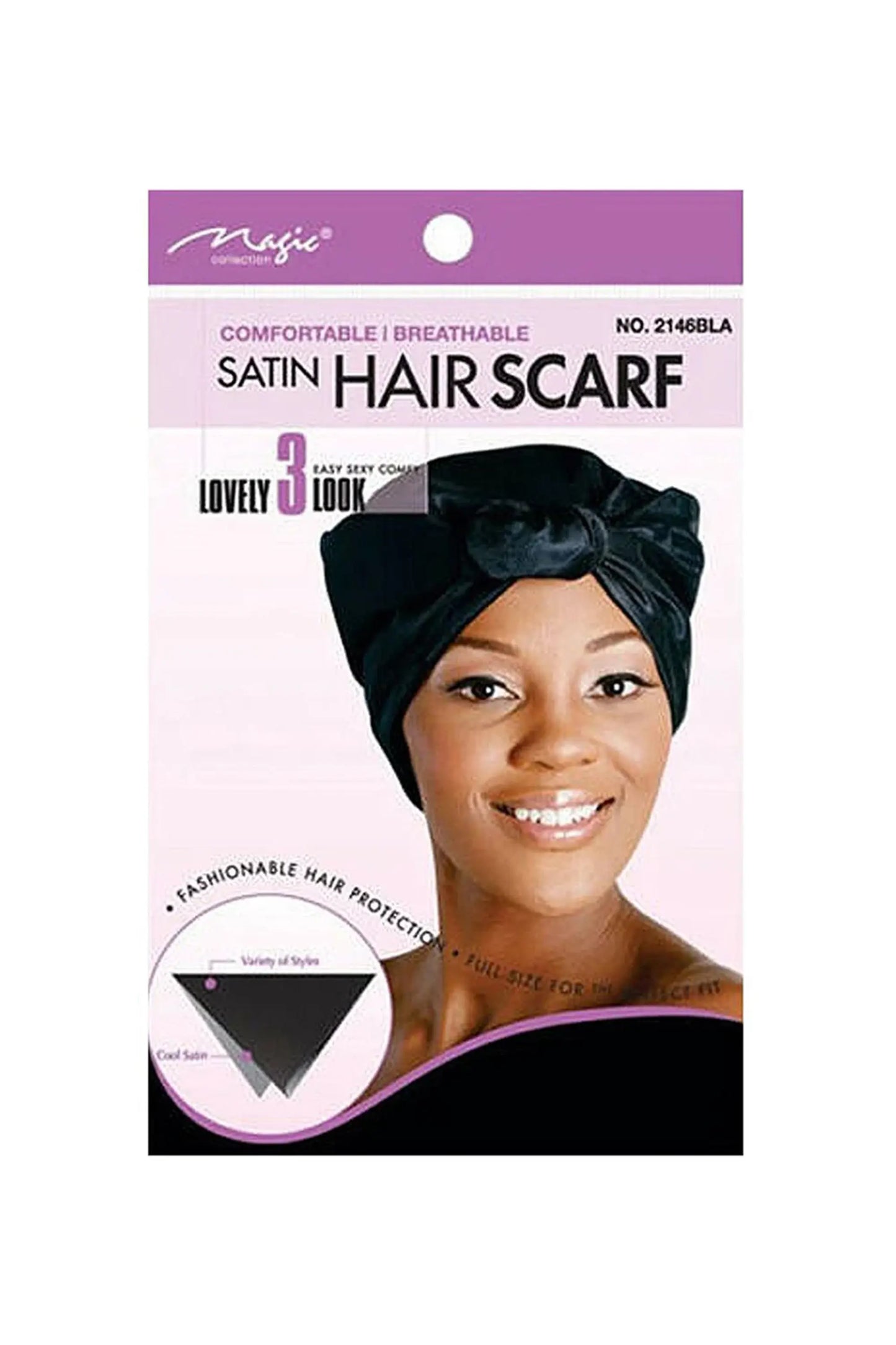 Magic Collection Satin Hair Scarf No.2146Blk