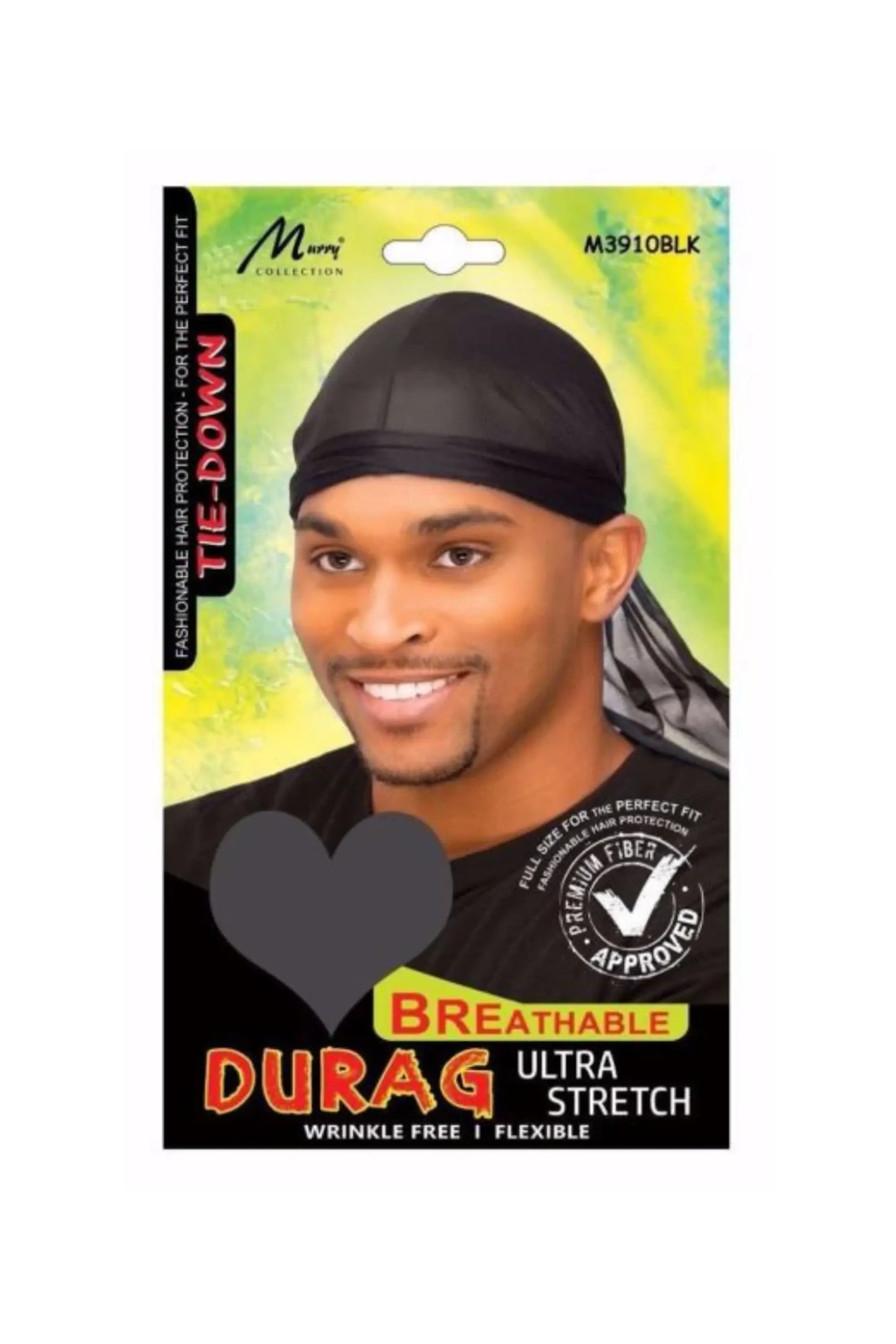Murry Collection - Tie Down Durag Ultra Stretch Adjustable - Breathable #3910Blk