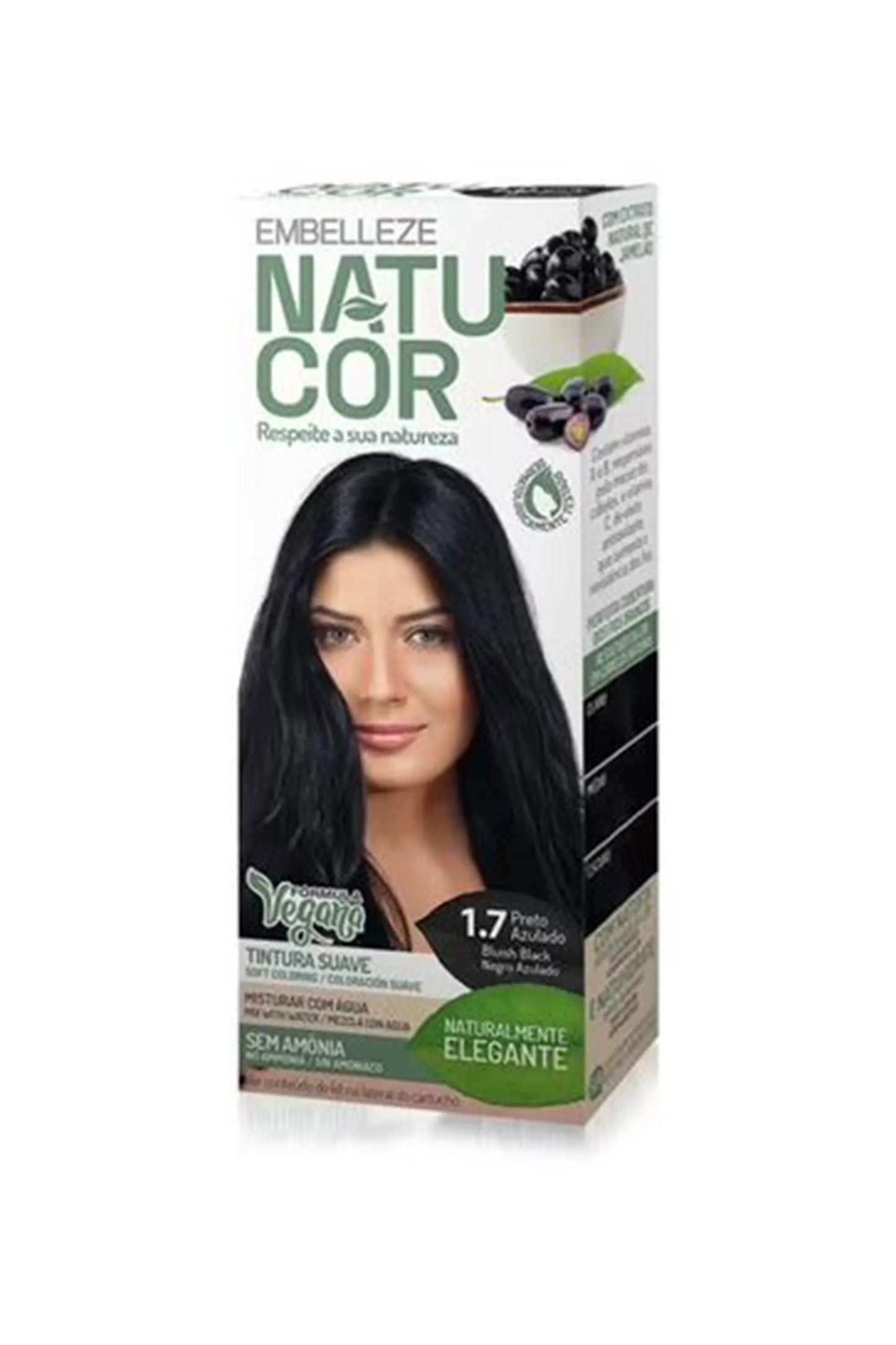 Natucor Vegan Hair Color Bluish Black 1.7