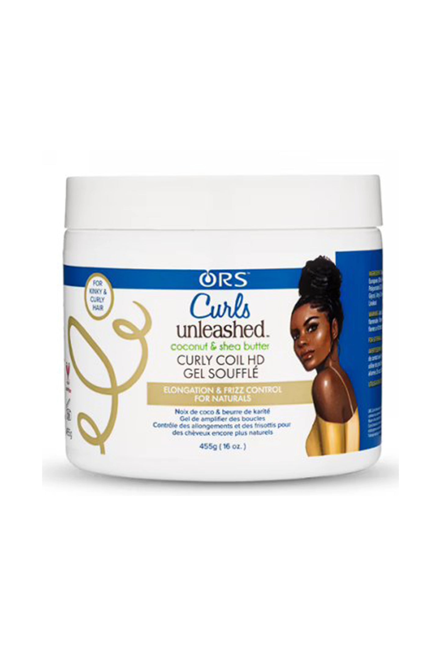ORS Curls Unleashed Coconut And Shea Butter Curly Coil HD Gel Souffle (Curl Amplifying Gel Souffle) 453 Gr