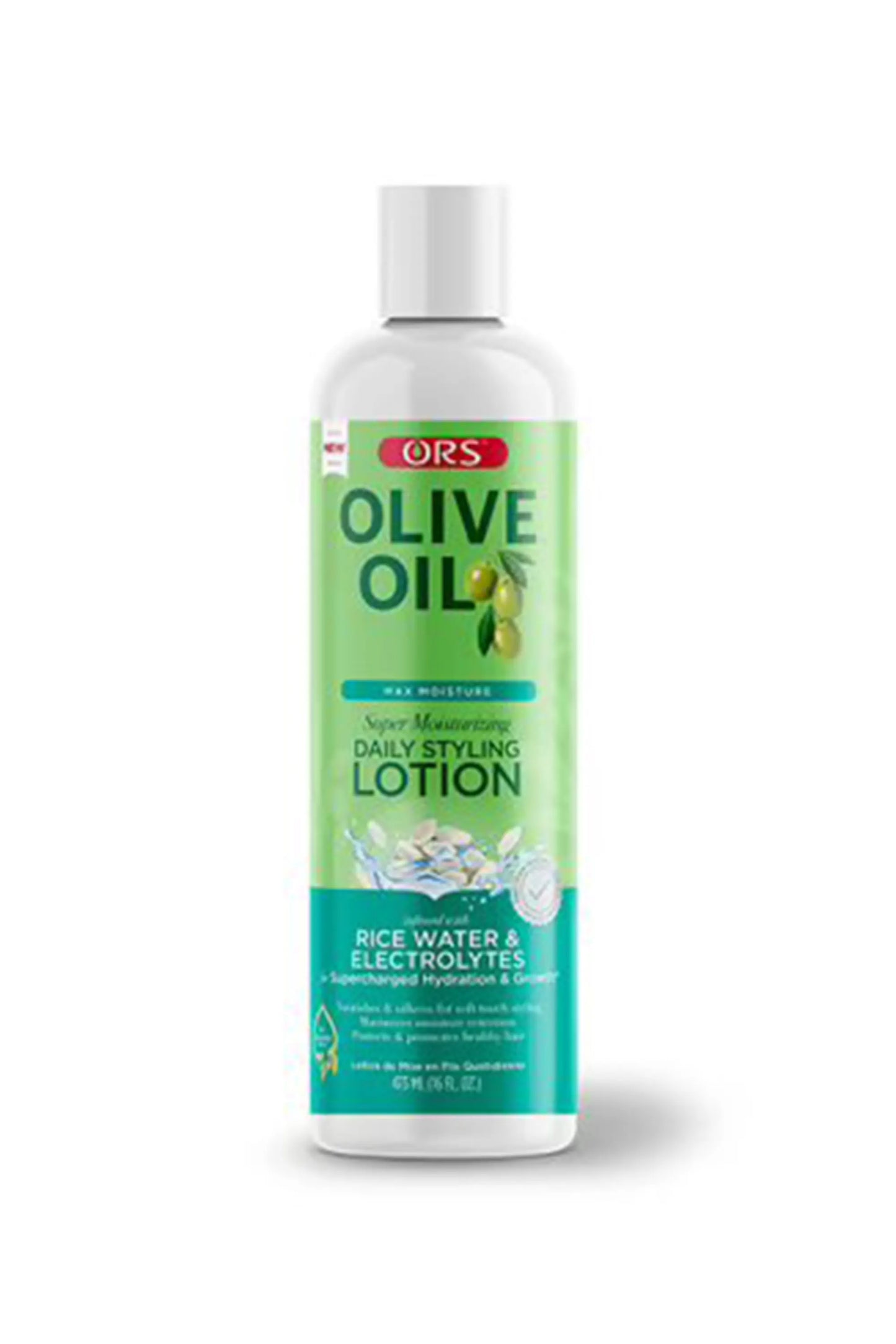 ORS Olive Oil Max Moisture Rice Water & Electrolytes Daily Styling Lotion 16 Oz