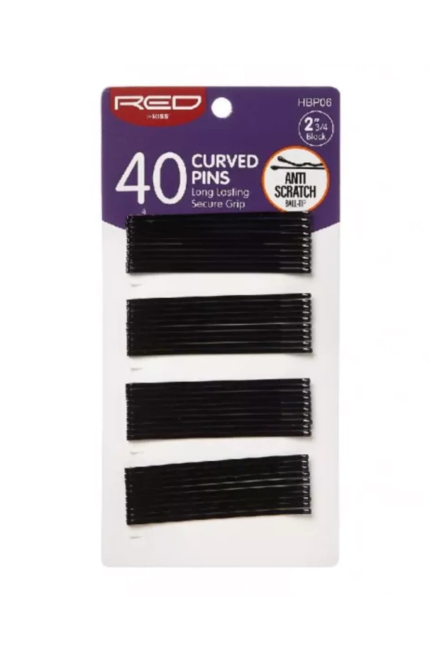 Red By Kiss 40 Curved Pins HBP06