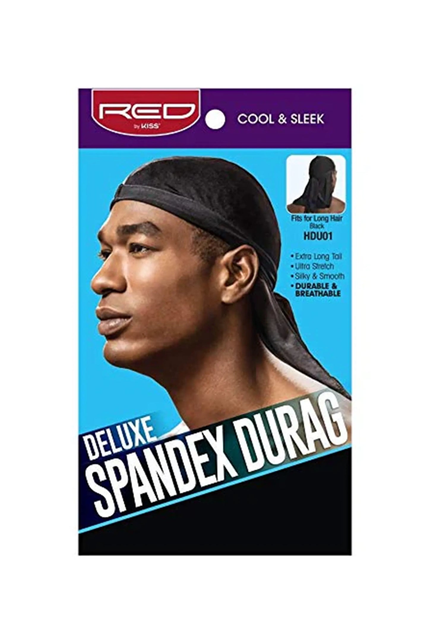 Red By Kiss Deluxe Spandex Durag - Black HDU01