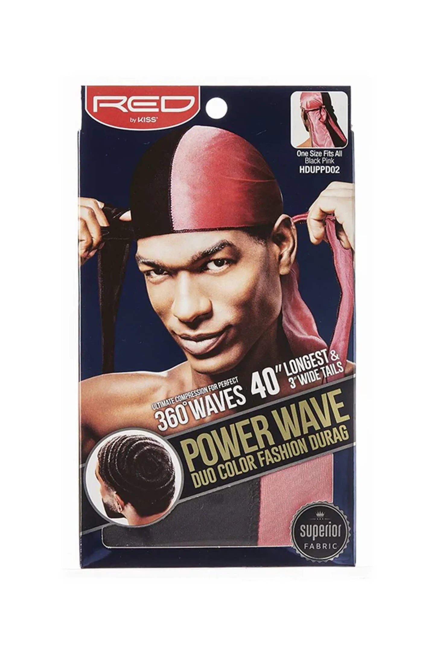 Red By Kiss Power Wave Duo Colour Fashion Durag - Black Pink Hduppd02