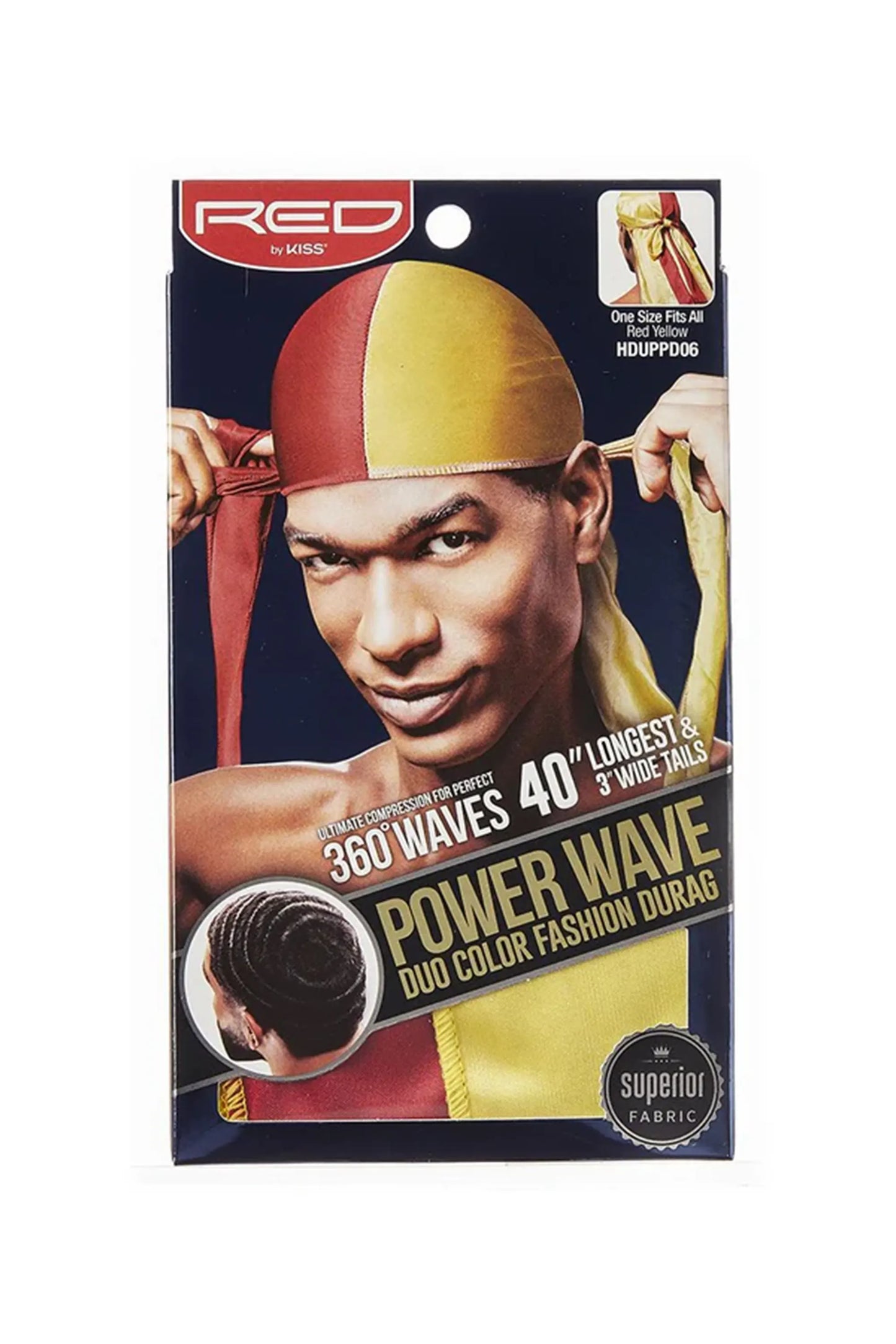 Red By Kiss Power Wave Duo Colour Fashion Durag - Red Yellow Hduppd06