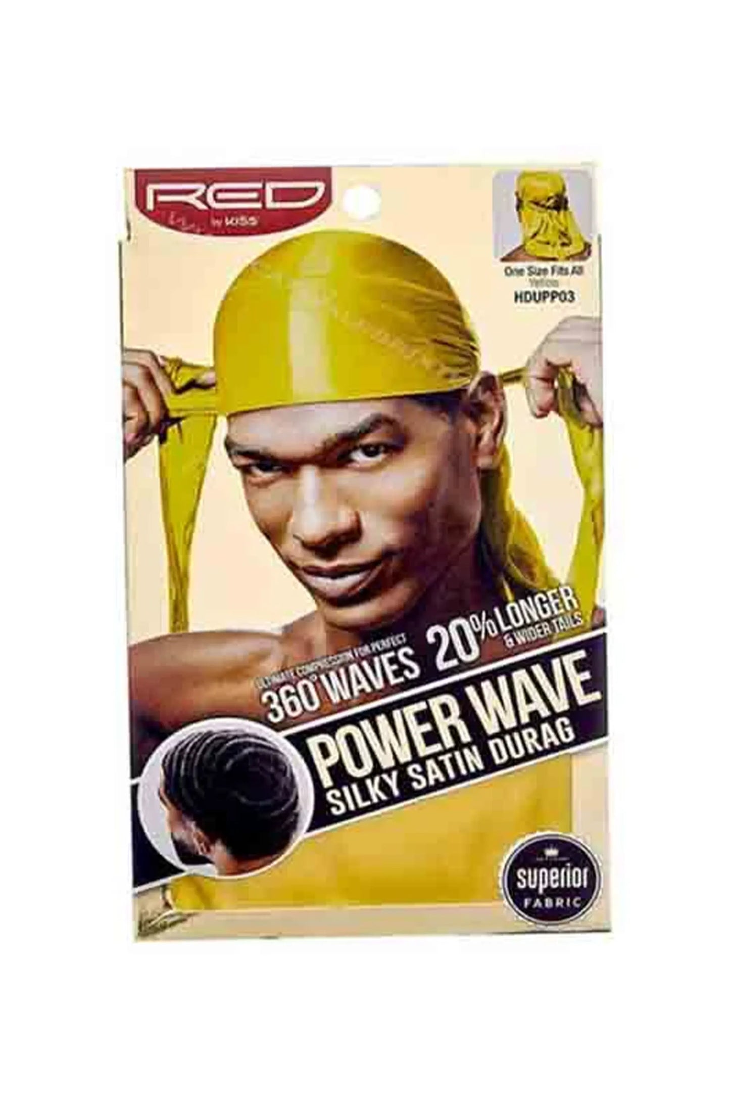 Red By Kiss Power Wave Silky Satin Yellow Durag Hdupp03