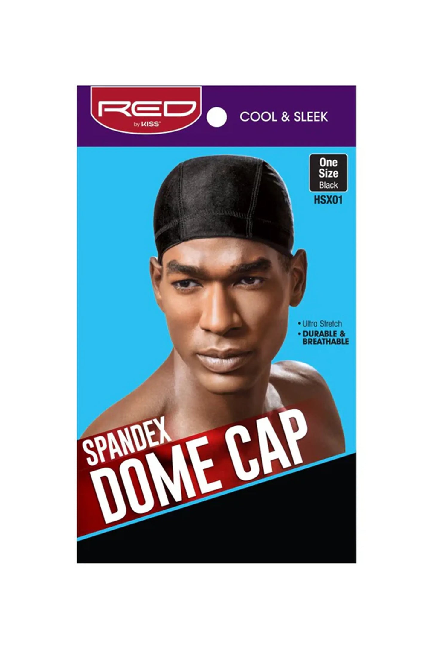 Red By Kiss Spandex Dome Cap Black - HSX01