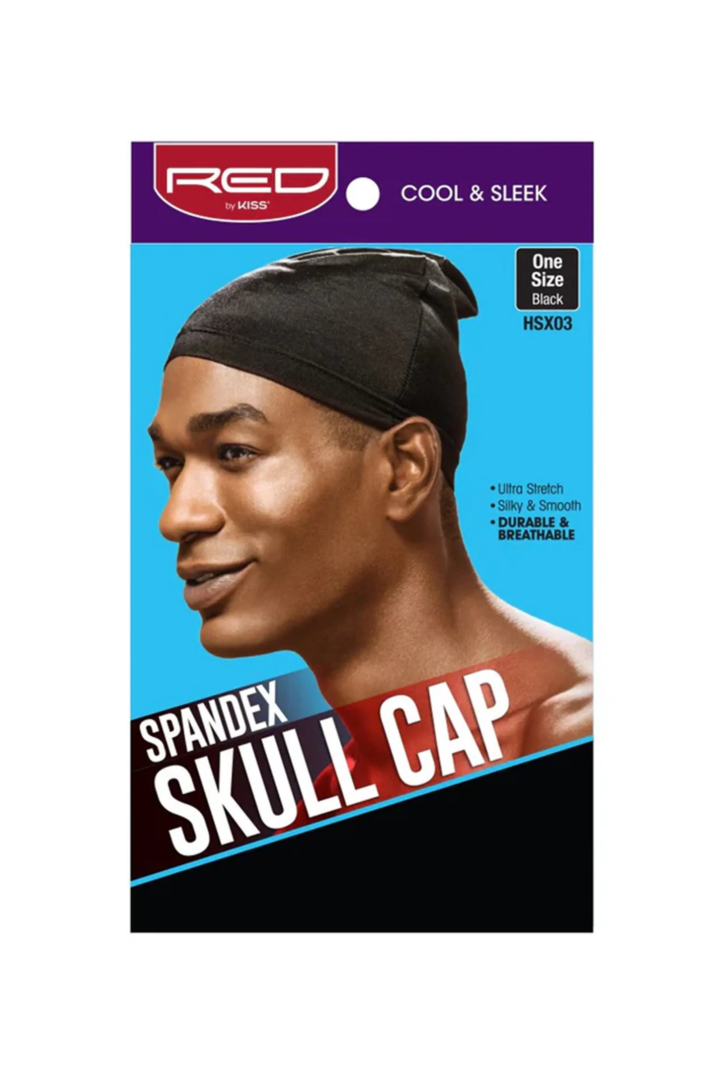 Red By Kiss Spandex Skull Cap Black - HSX03