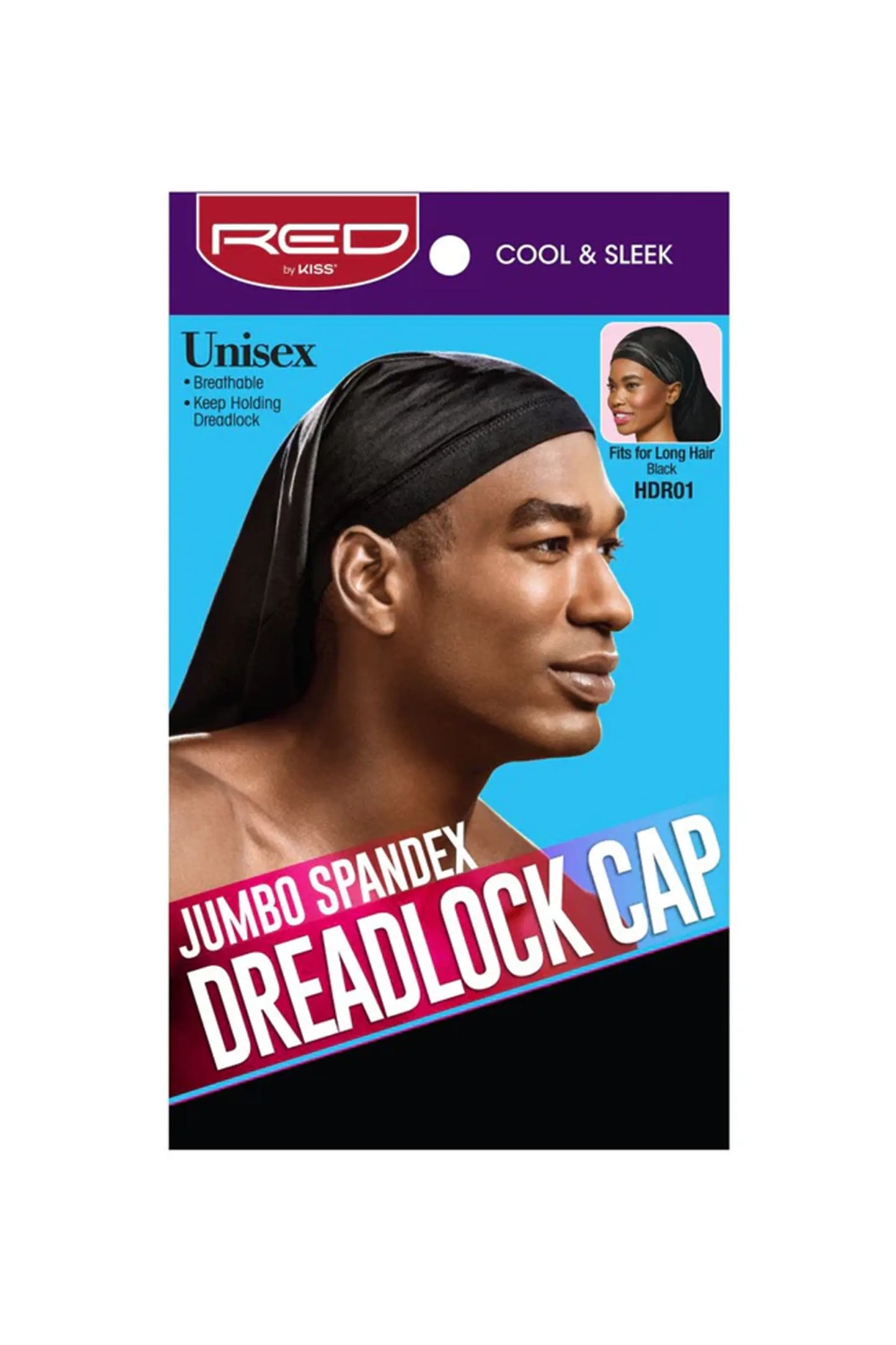 Red By Kiss (Jumbo) Spandex Dreadlock Cap Black - Hdr01