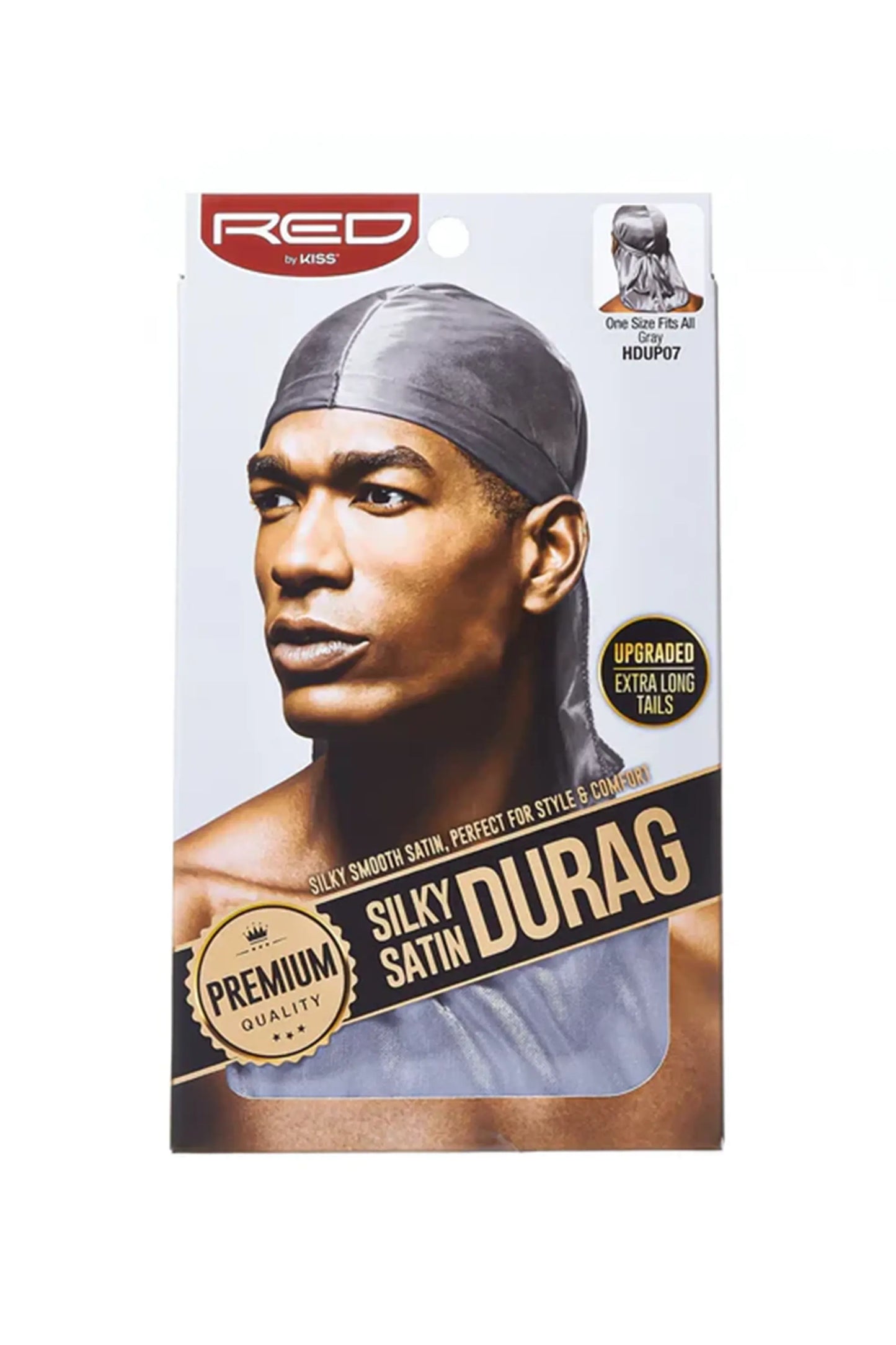 Red by Kiss Silky Satin Durag - Gray - #HDUP07