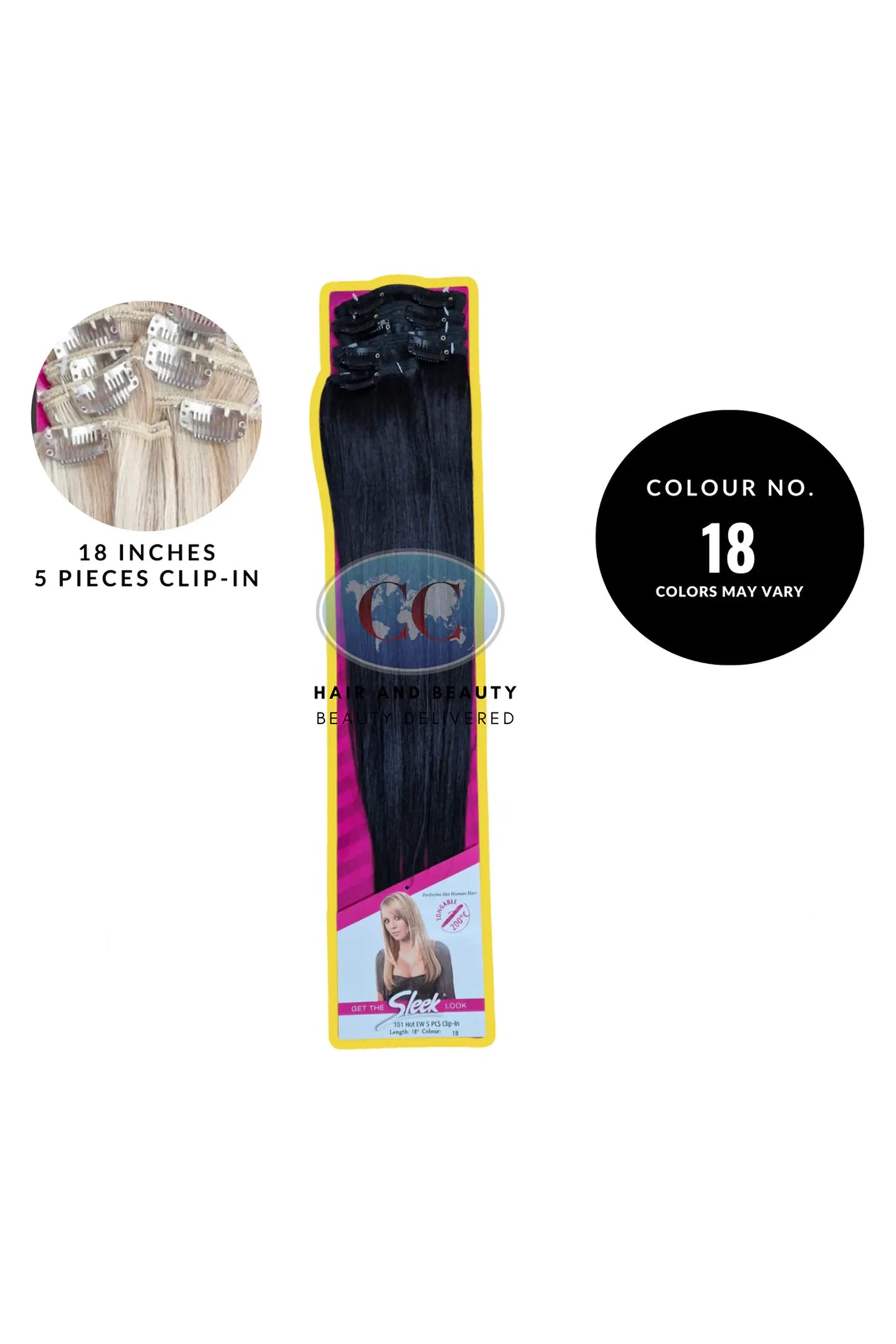 Sleek Fashion Idol 101 Hot EW 5 PCS Clip In Hair Extensions 18"