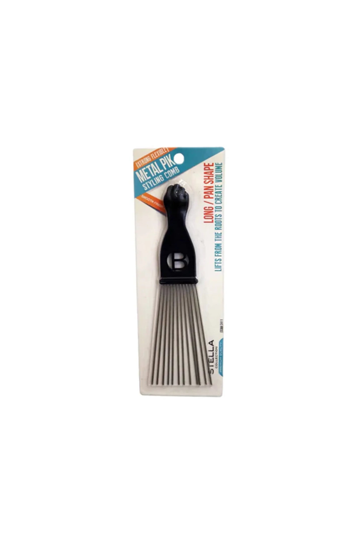 Stella Collection Metal Pik (Long-Pan Shape) Styling Comb #2411