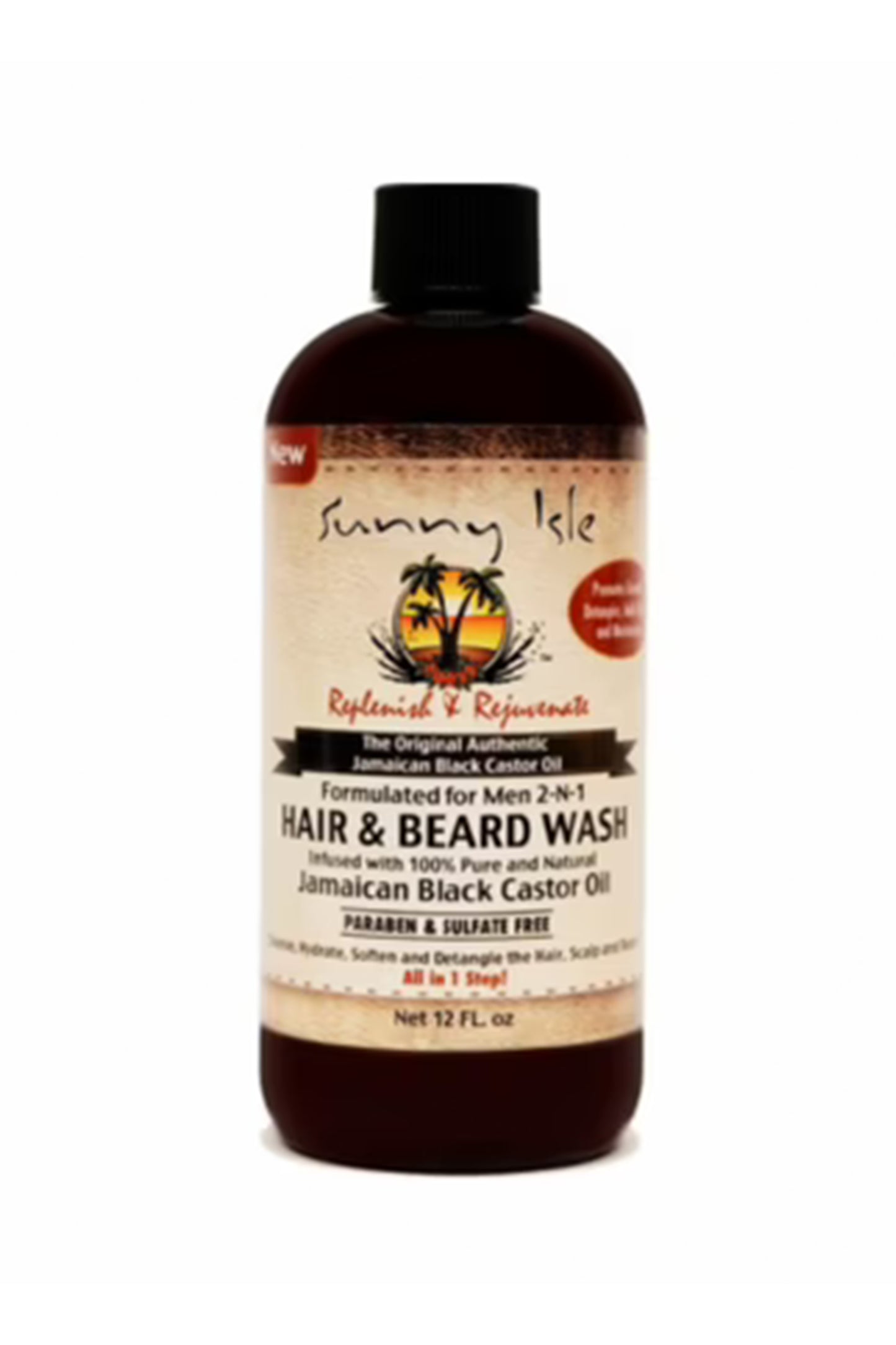 Sunny Isle Jamaican Black Castor Oil 2-N-1 Hair & Beard Wash 12 Oz
