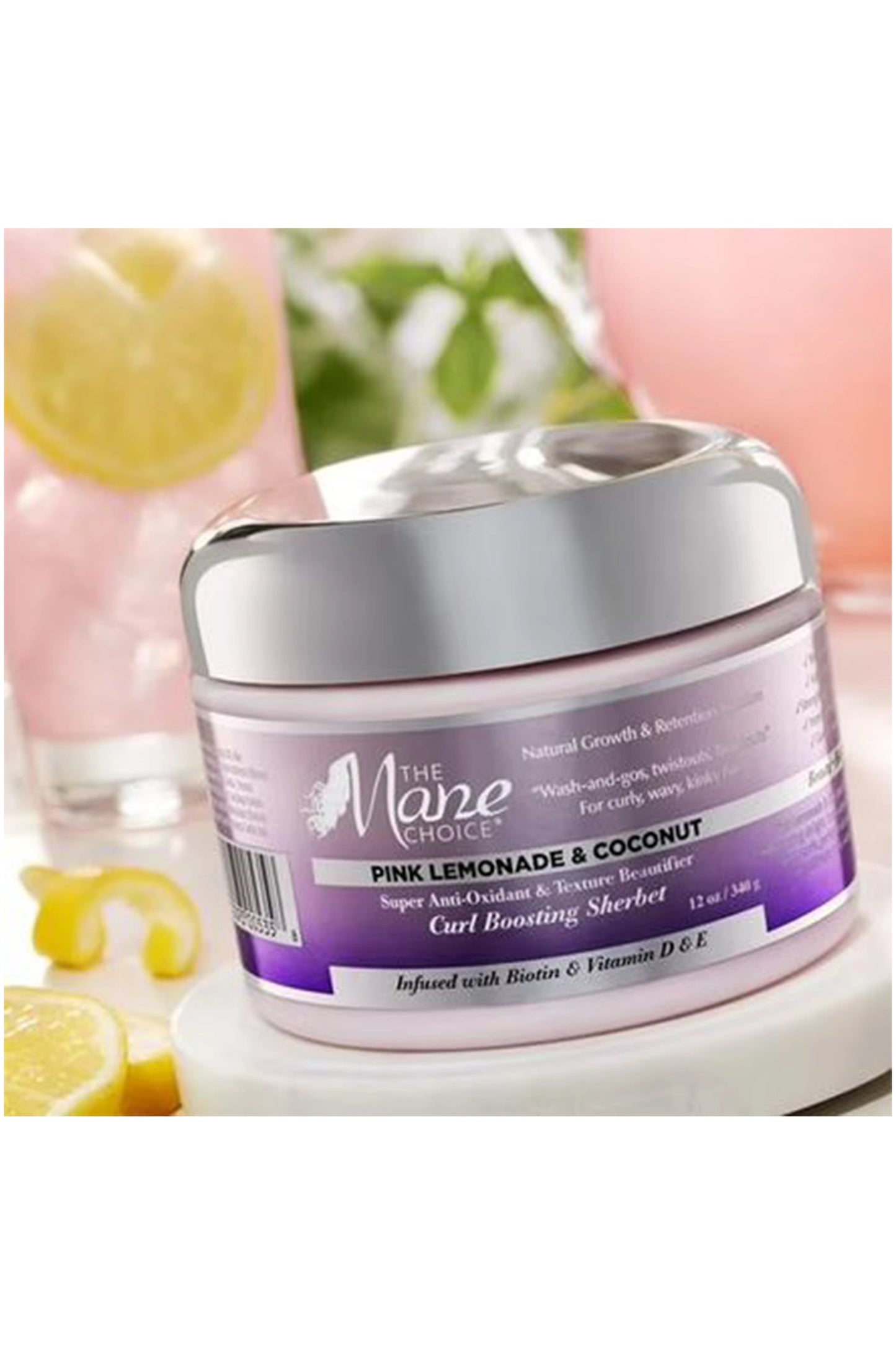The Mane Choice Pink Lemonade & Coconut Super Anti-Oxidant & Texture Beautifier Curl Boosting Sherbet