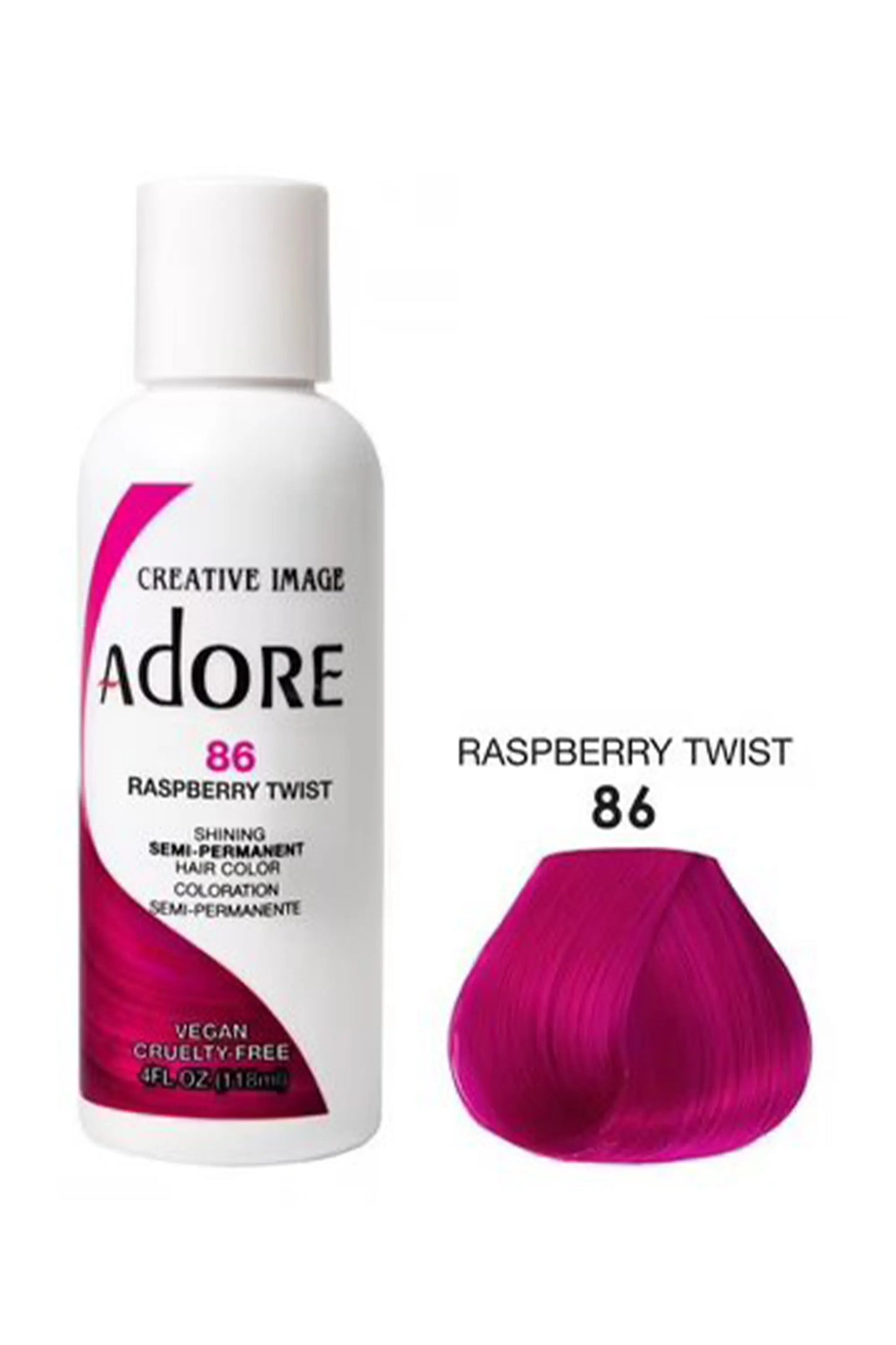 Adore Semi Permanent Hair Color 86 - Raspberry Twist 118 Ml