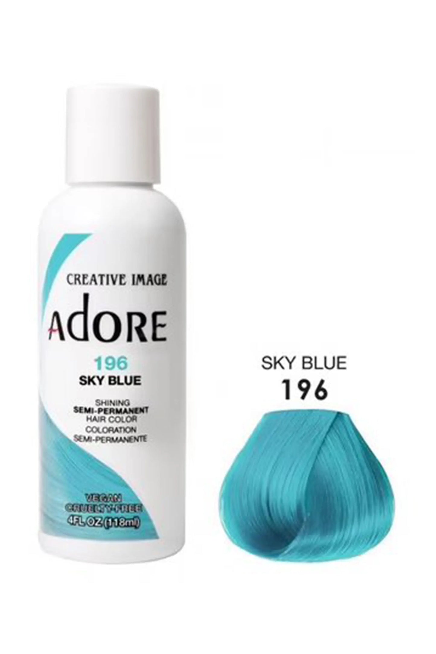 Adore Semi Permanent Hair Color 196 - Sky Blue 118 Ml