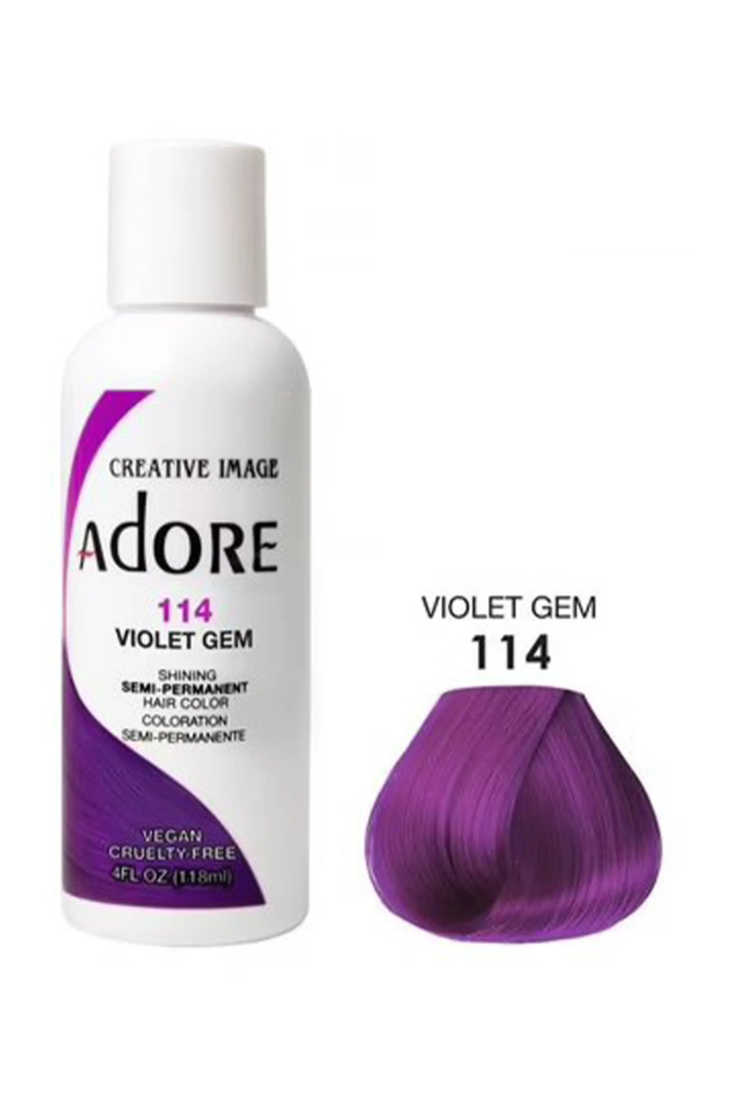 Adore Semi Permanent Hair Color 114 - Violet Gem 118 Ml